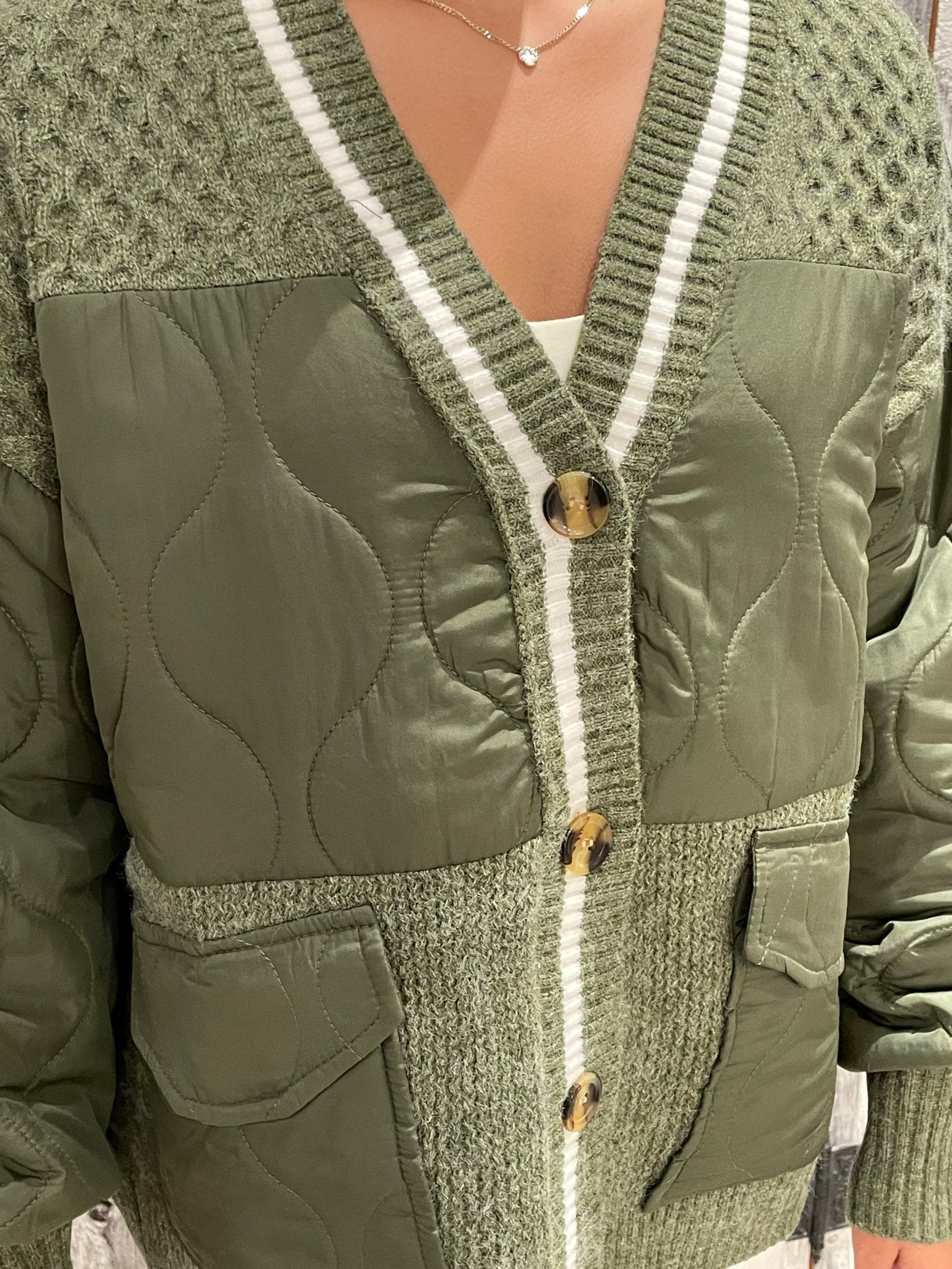 Button Down Quilted Sweater Cardigan - Mainstream Boutique