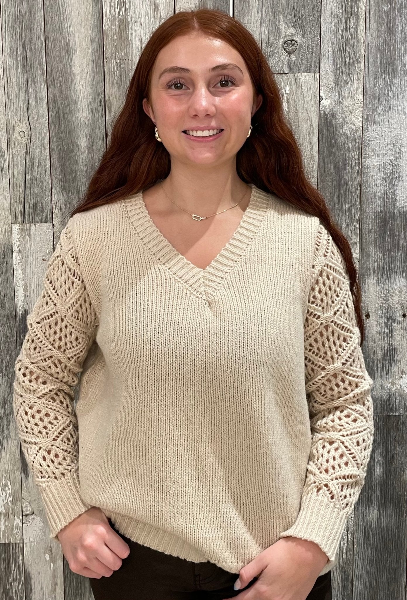 Women's Long Sleeve Hollow Knitted Sweater *Final Sale* - Mainstream Boutique