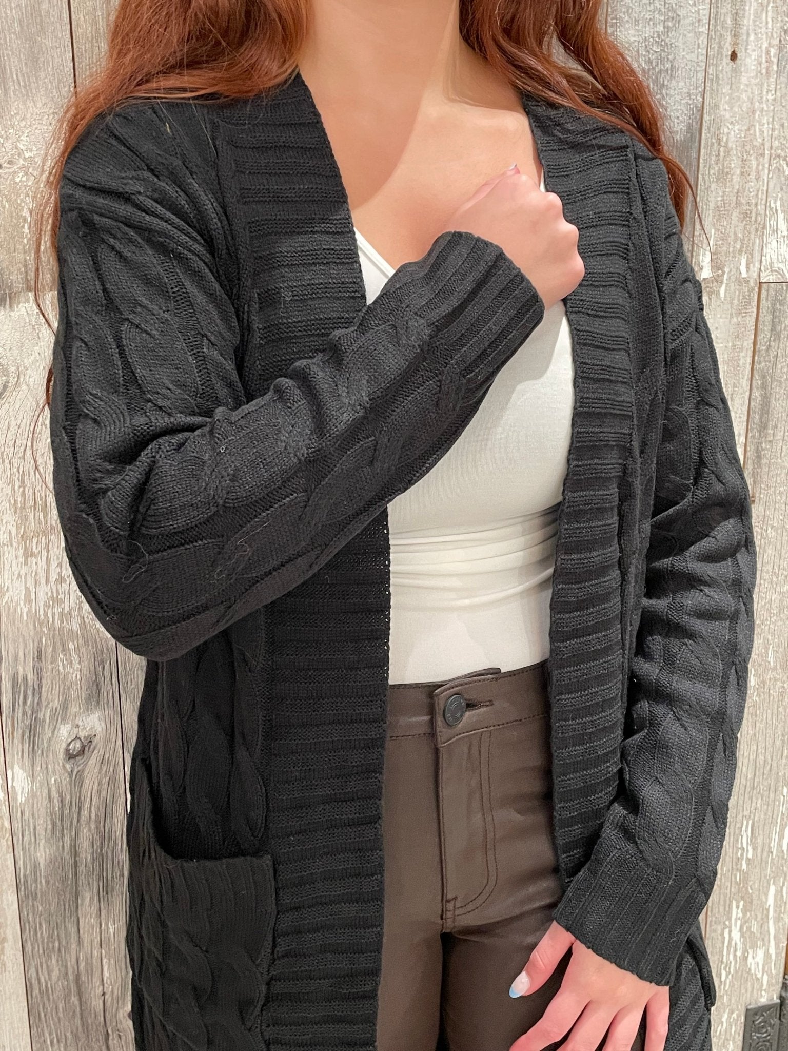 Cable Knit Sweater Cardigan With Pockets - Mainstream Boutique