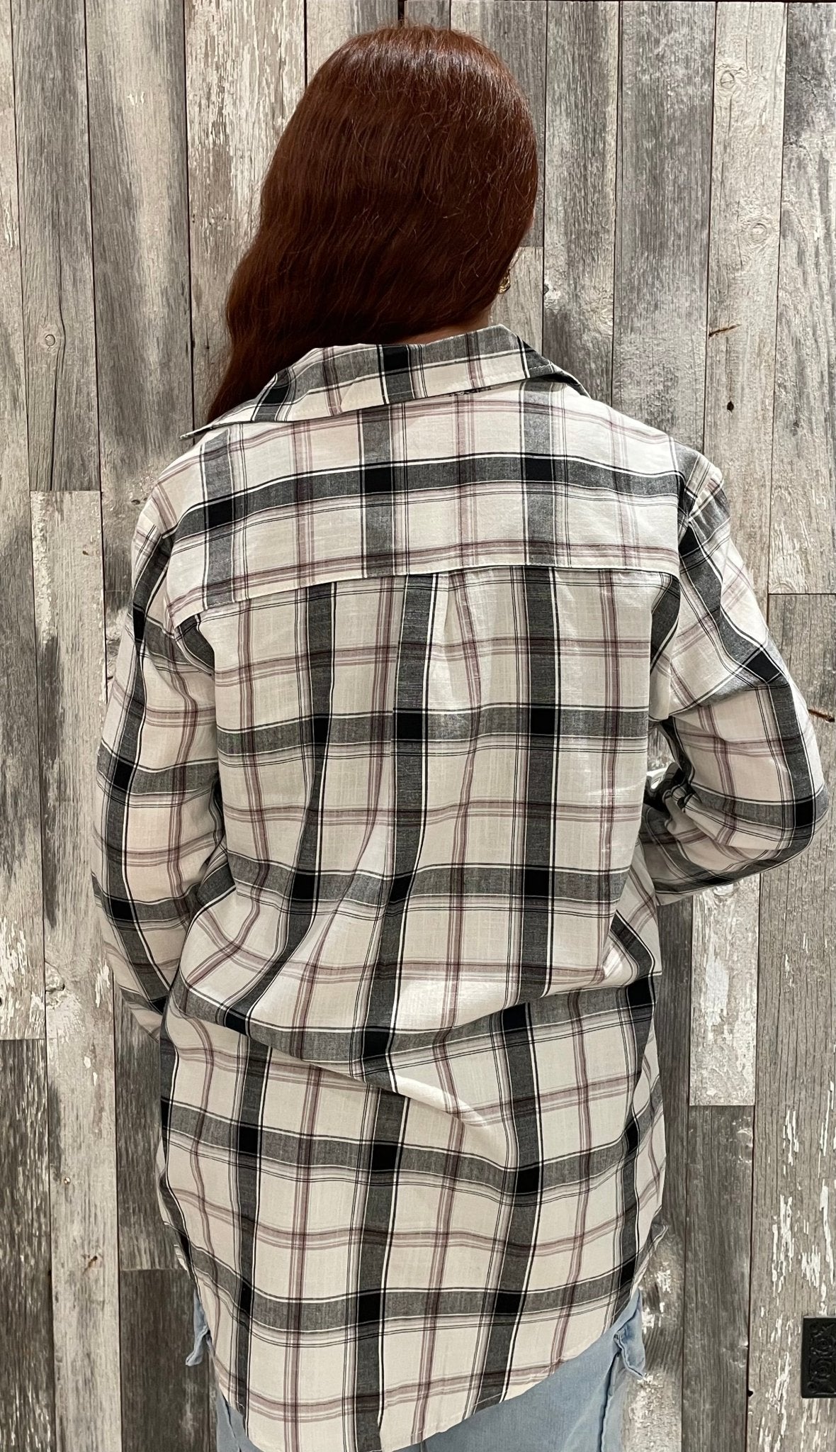 Long Sleeves Button Down Plaid Shirt - Mainstream Boutique