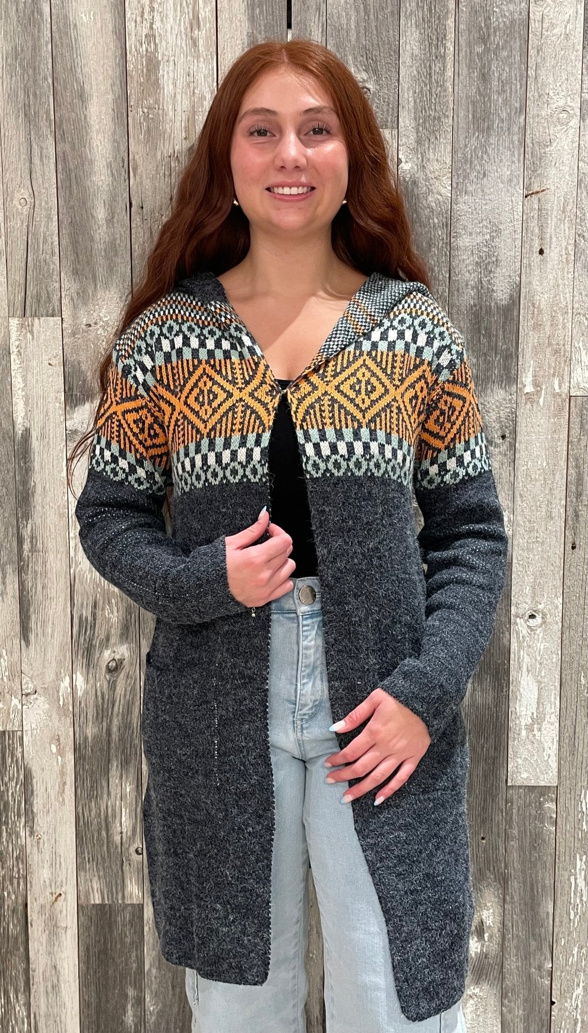 Tribal Hoodie Sweater Cardigan *Final Sale* - Mainstream Boutique