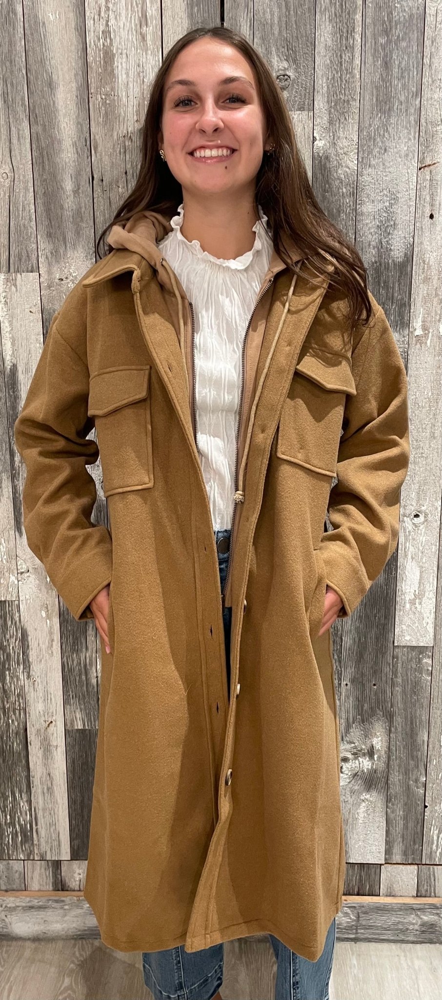 Twofer Coat W/ Hoodie - Mainstream Boutique