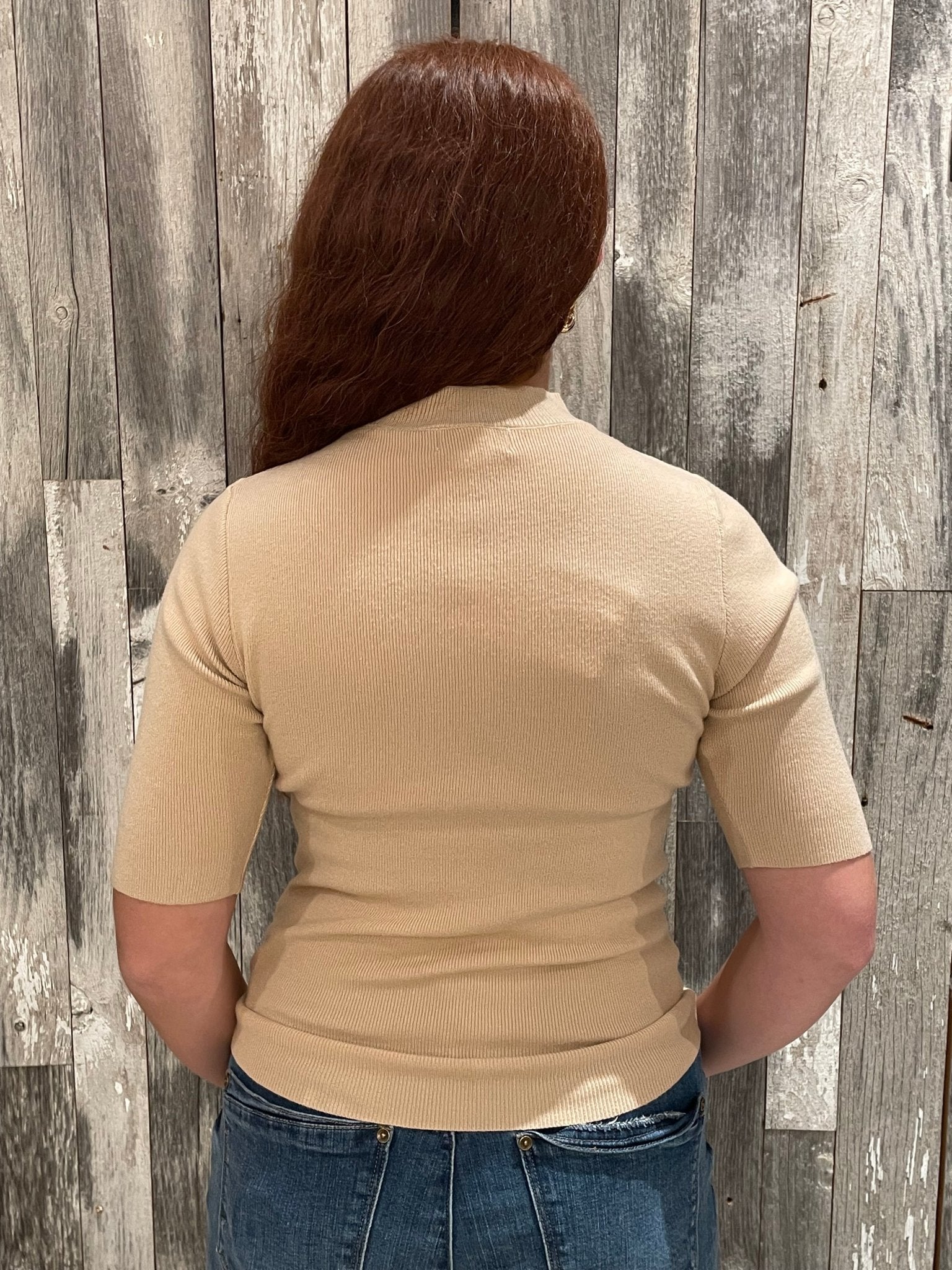 Mock Neck Elbow Sleeve Sweater - Mainstream Boutique