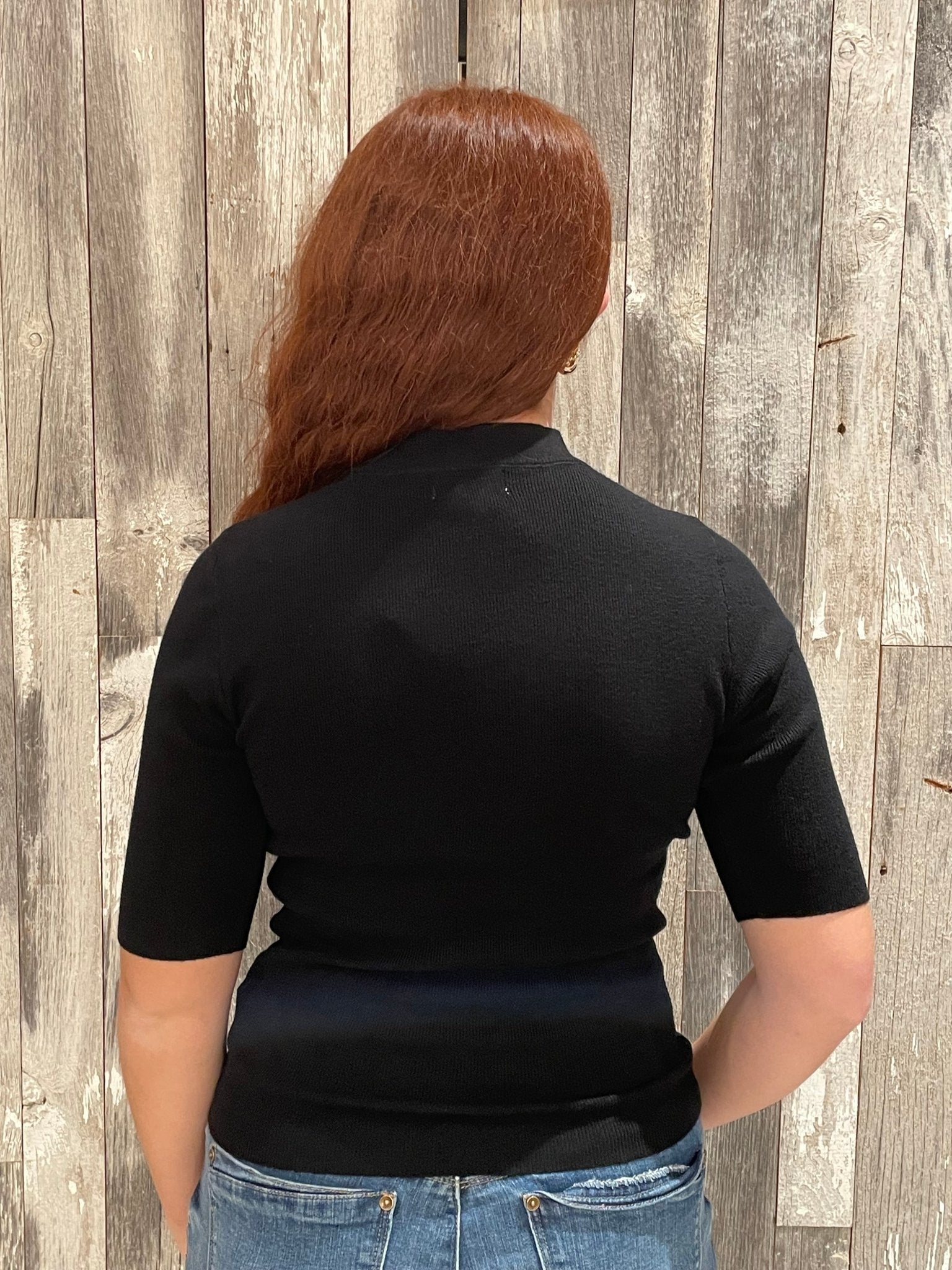 Mock Neck Elbow Sleeve Sweater - Mainstream Boutique