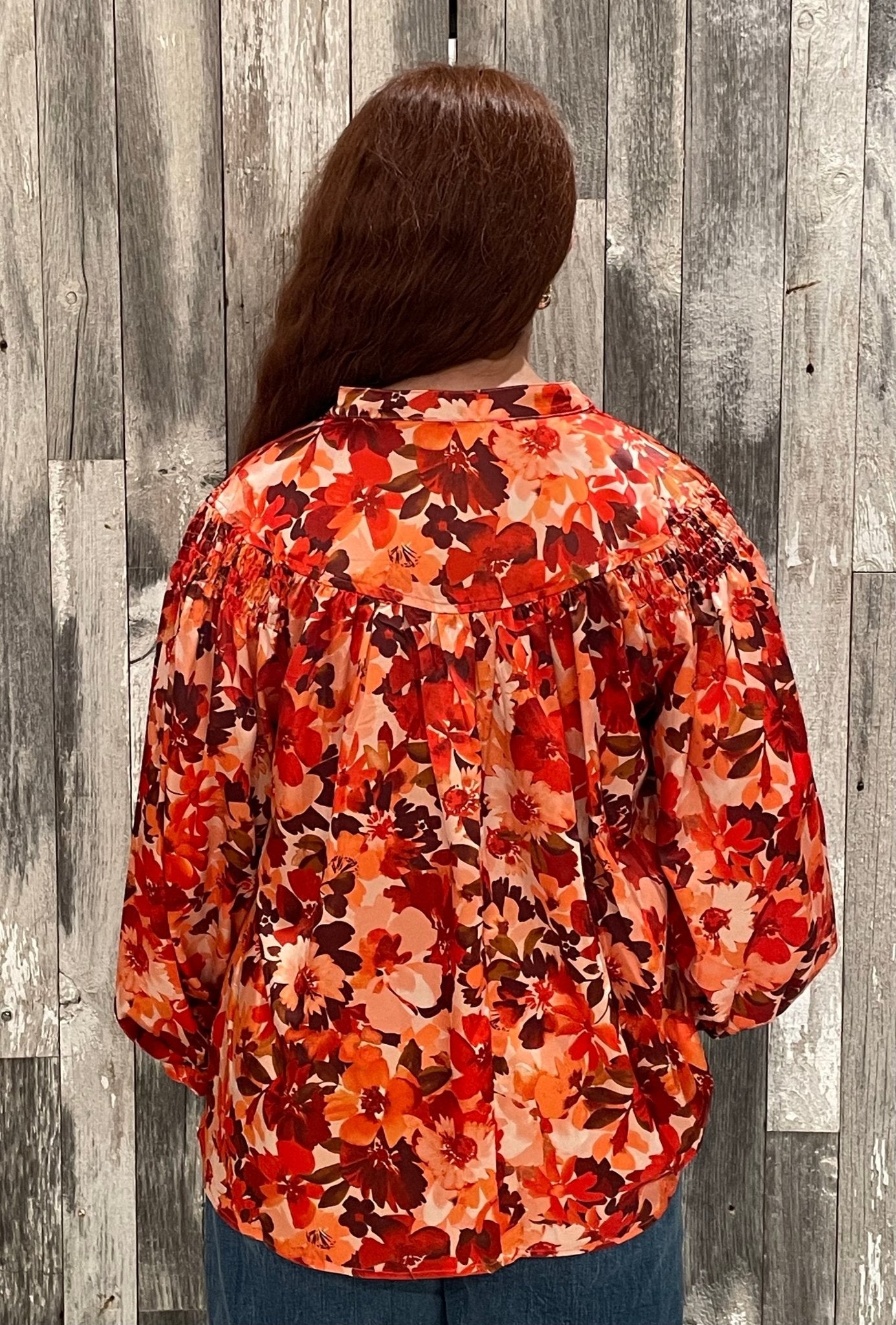 Satin Floral Print Blouse - Mainstream Boutique