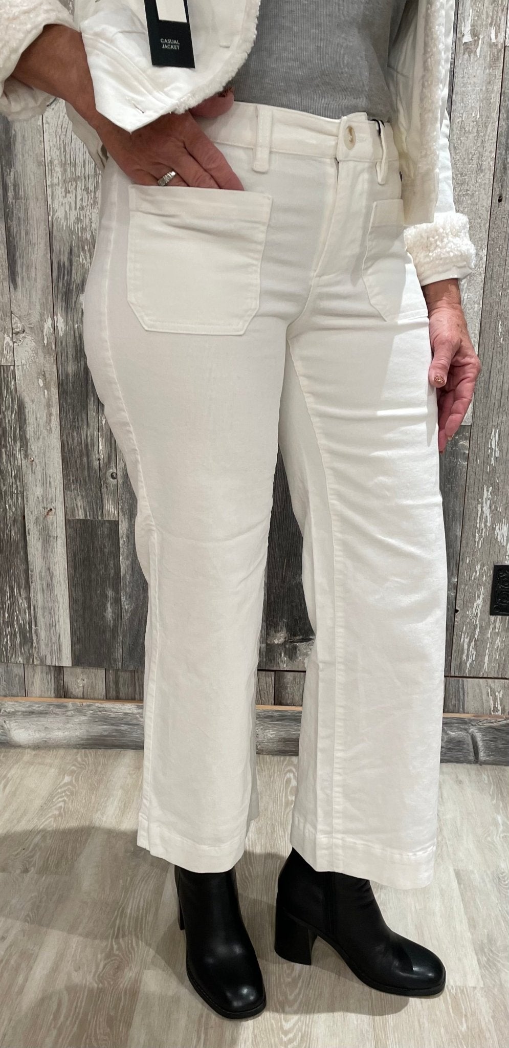 Liverpool Corduroy Crop Wide Leg W/ Patch Pockets 27" - Mainstream Boutique