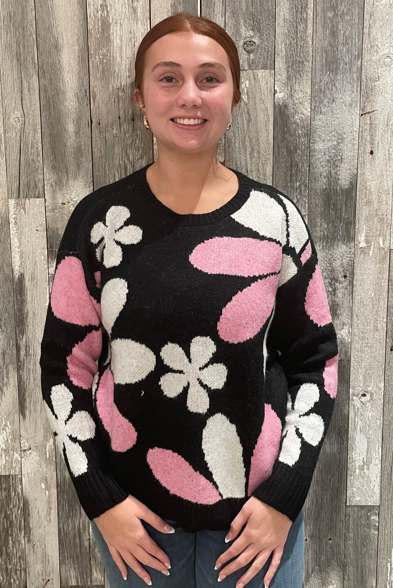 Exploded Floral Crew Neck Sweater - Mainstream Boutique