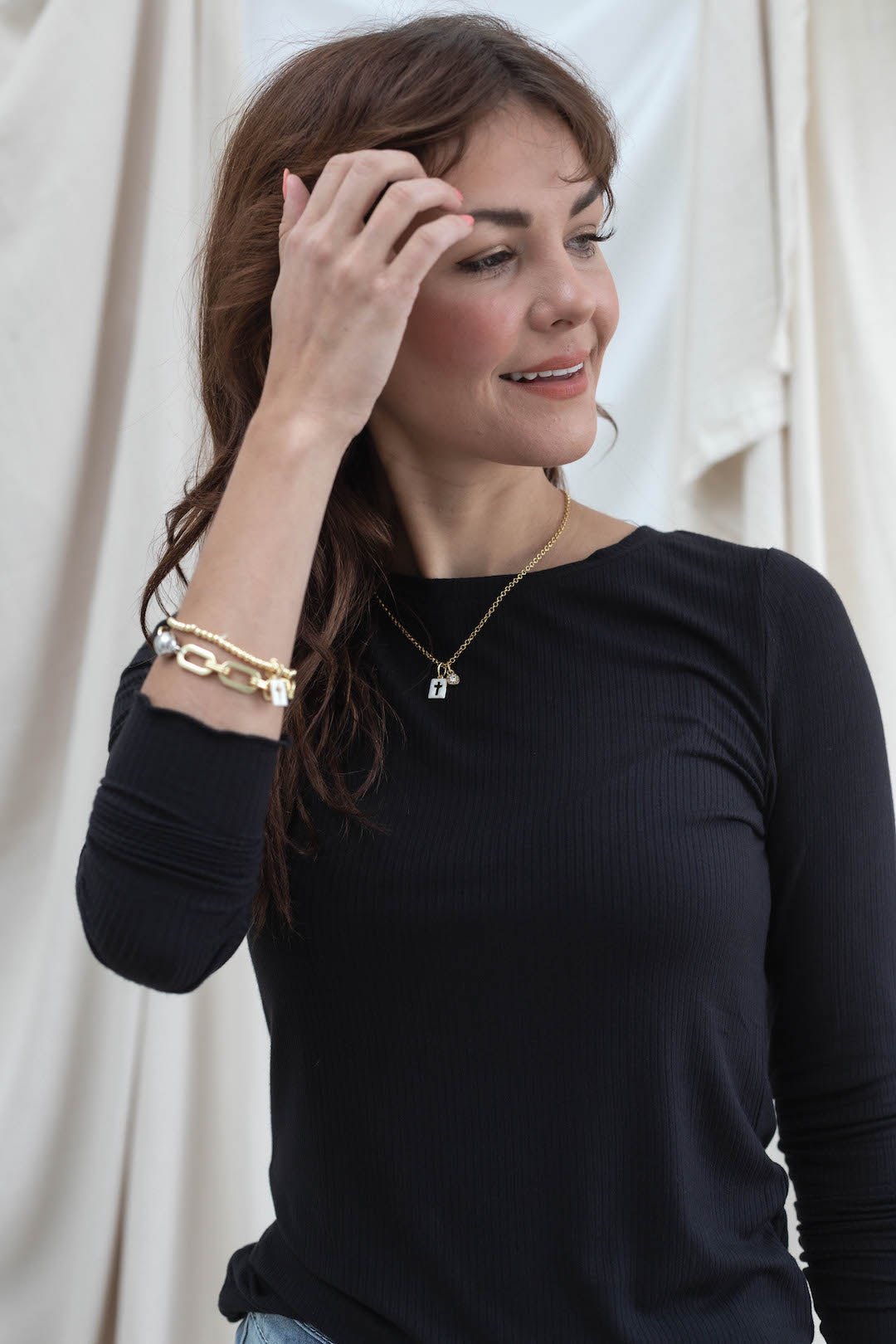 Scallop Ribbed Long Sleeve - Black - Mainstream Boutique