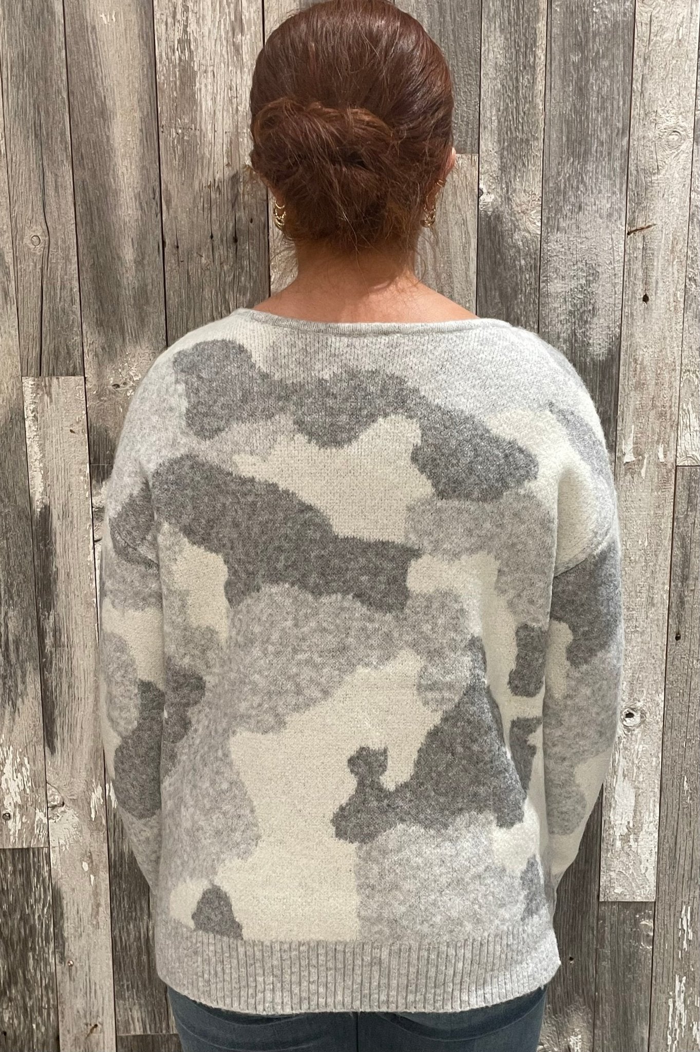 Fuzzy Camo Intarsia Sweater - Mainstream Boutique