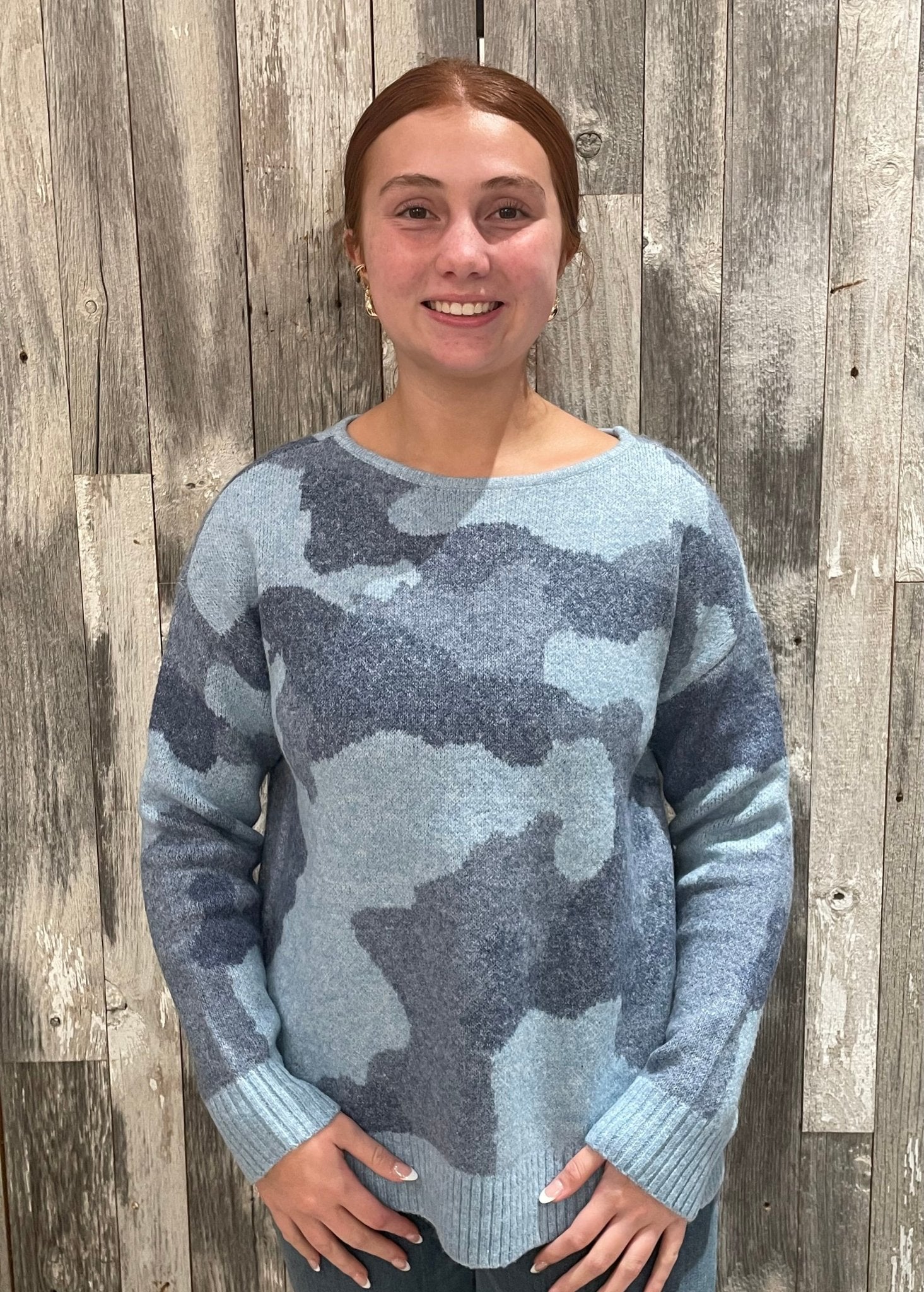 Fuzzy Camo Intarsia Sweater - Mainstream Boutique