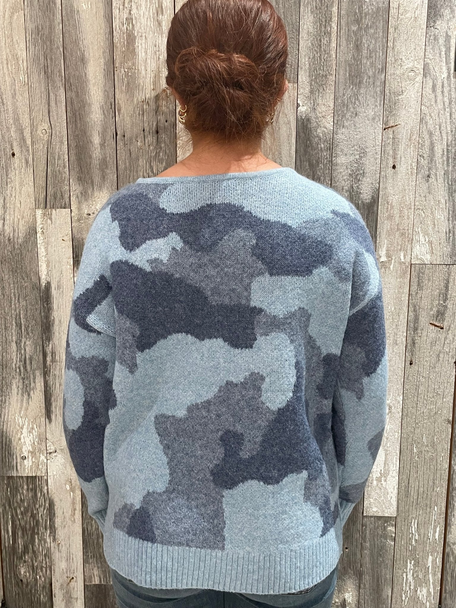 Fuzzy Camo Intarsia Sweater - Mainstream Boutique