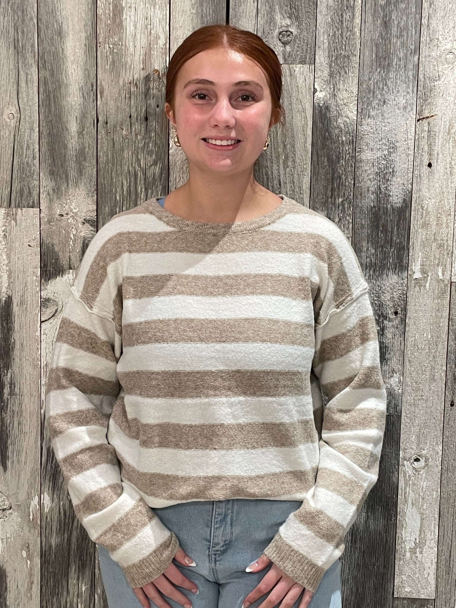 Crew Neck Bold Striped Sweater - Mainstream Boutique