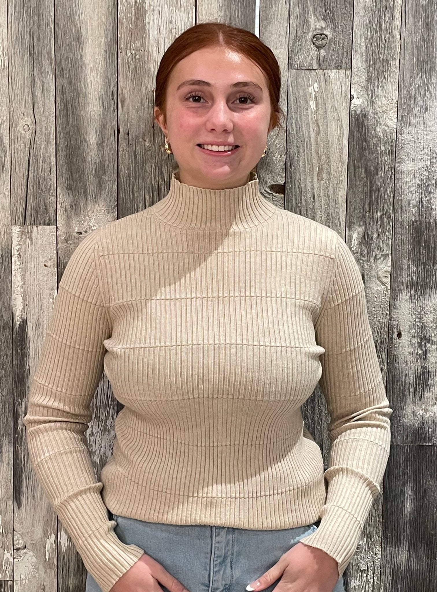 Ribbed Long Sleeve Mock Neck Sweater - Mainstream Boutique