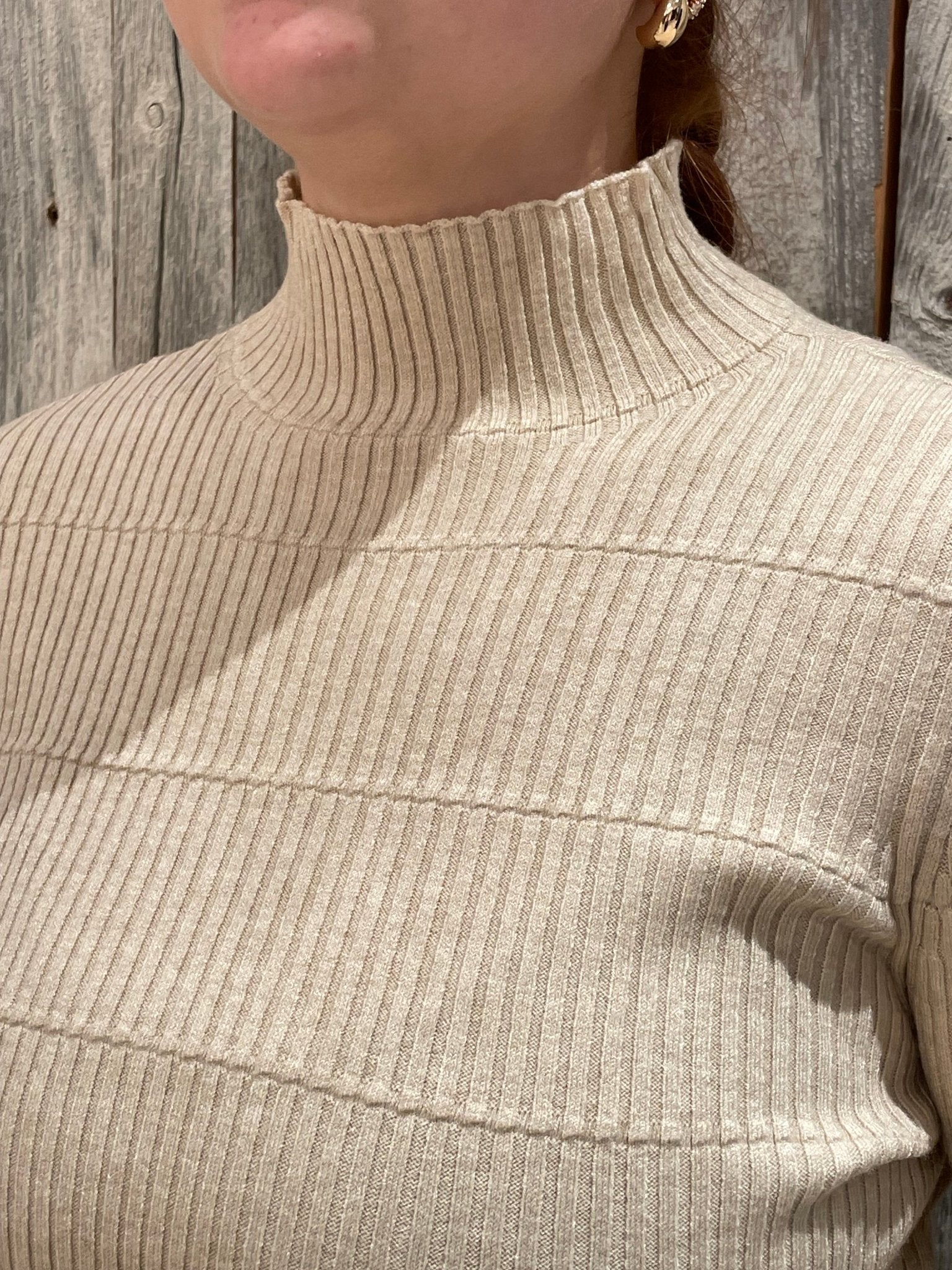 Ribbed Long Sleeve Mock Neck Sweater - Mainstream Boutique