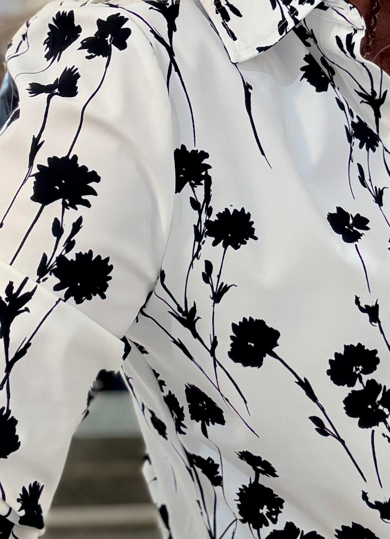 Long Sleeve Button Front Knit Floral Shirt