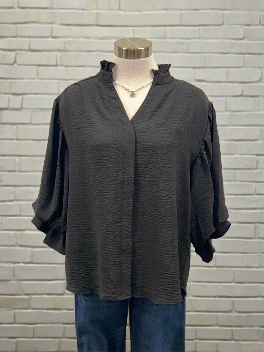 3/4 Balloon Sleeve Blouse - Mainstream Boutique