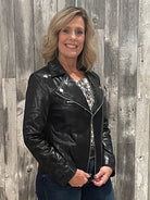 Solid Metallic Vegan Leather Moto Jacket - Mainstream Boutique