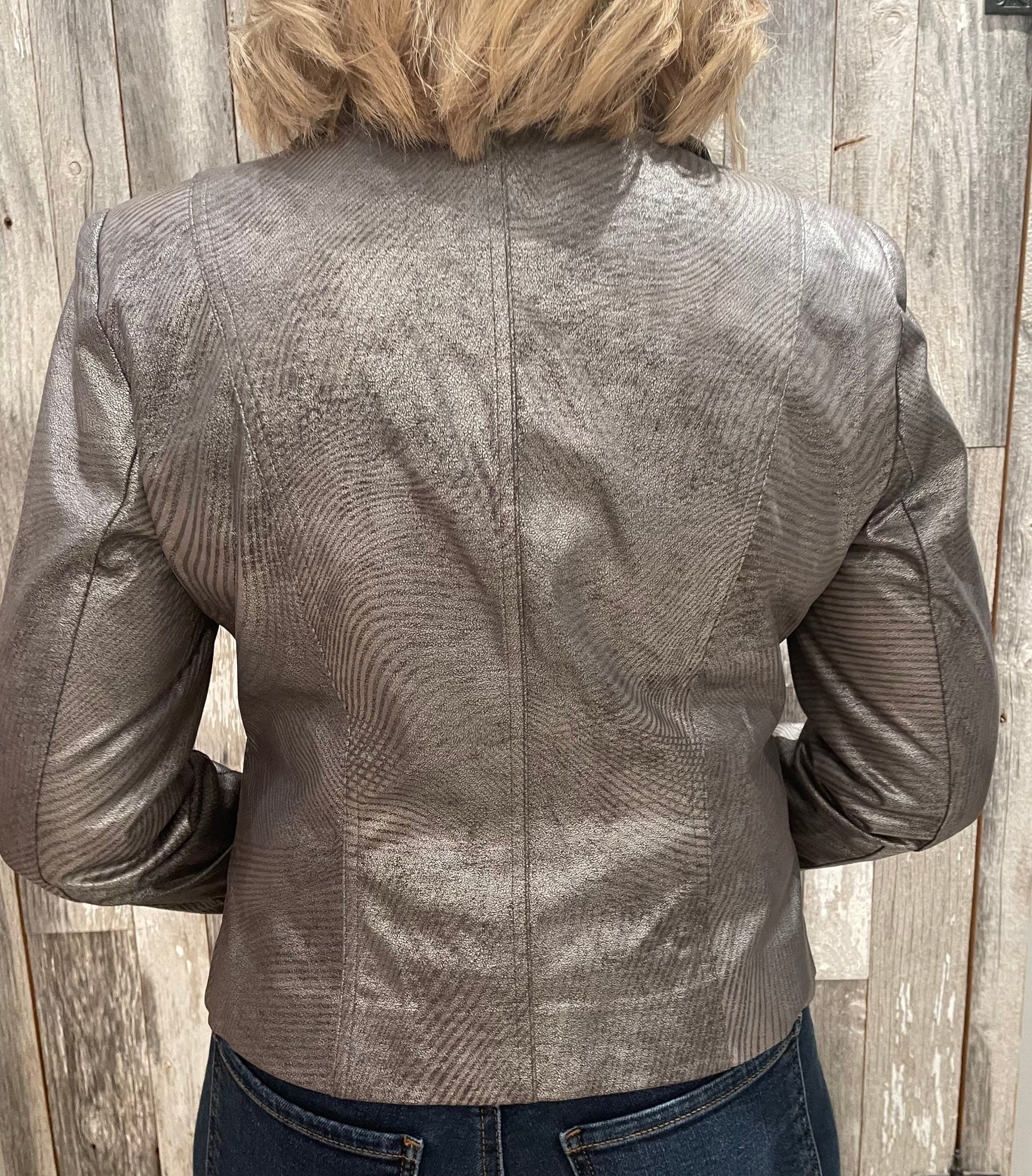 Metallic Printed Moto Jacket - Mainstream Boutique