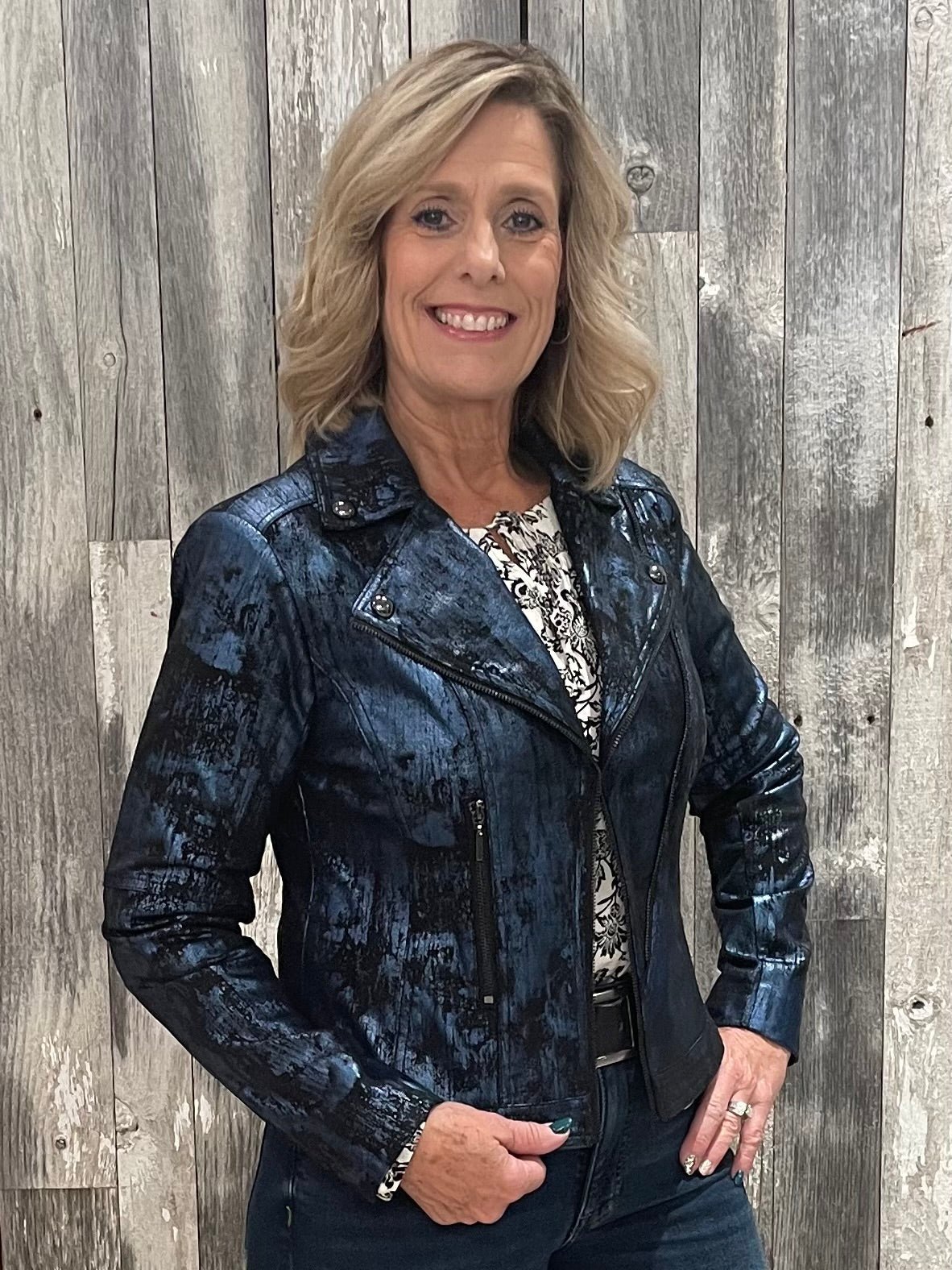 Distressed Metallic Moto Jacket - Mainstream Boutique