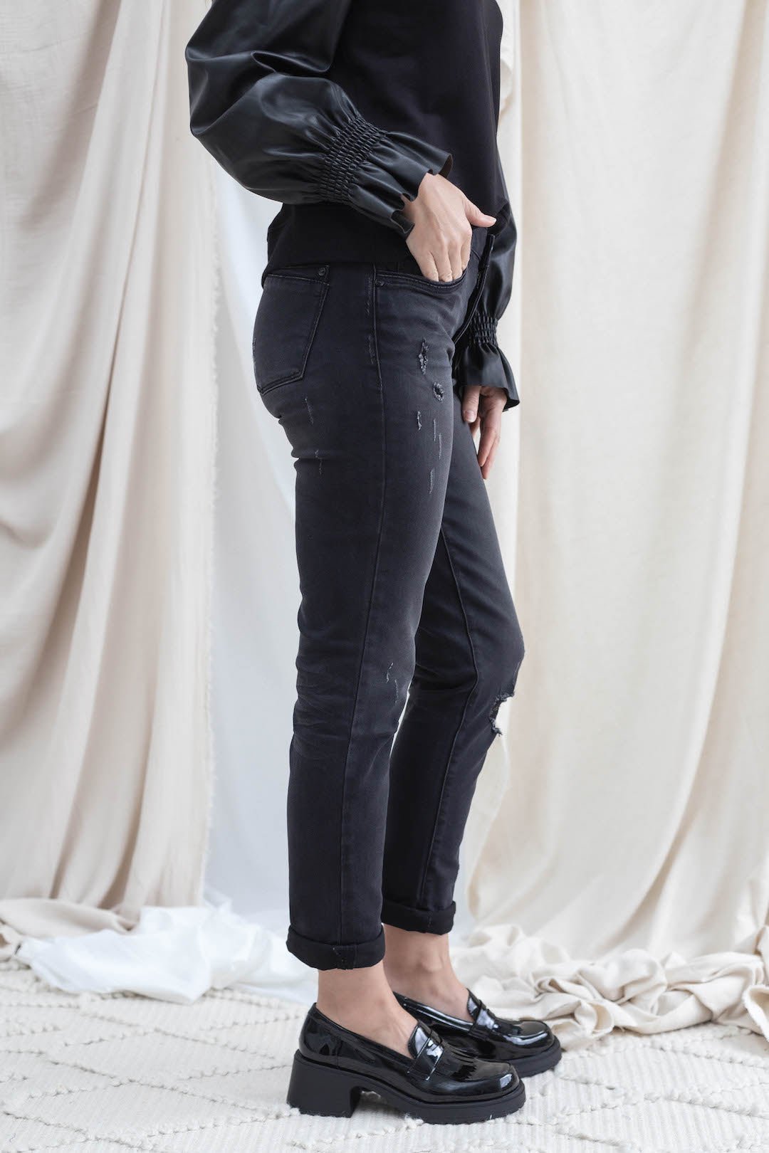 Black Vintage Girlfriend Straight Jean - Mainstream Boutique