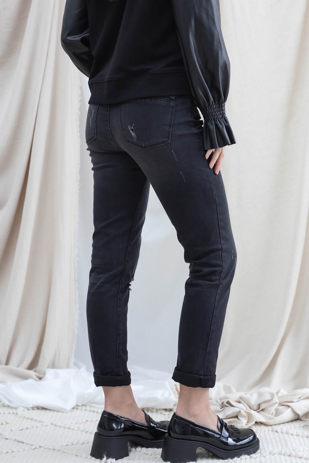 Black Vintage Girlfriend Straight Jean - Mainstream Boutique
