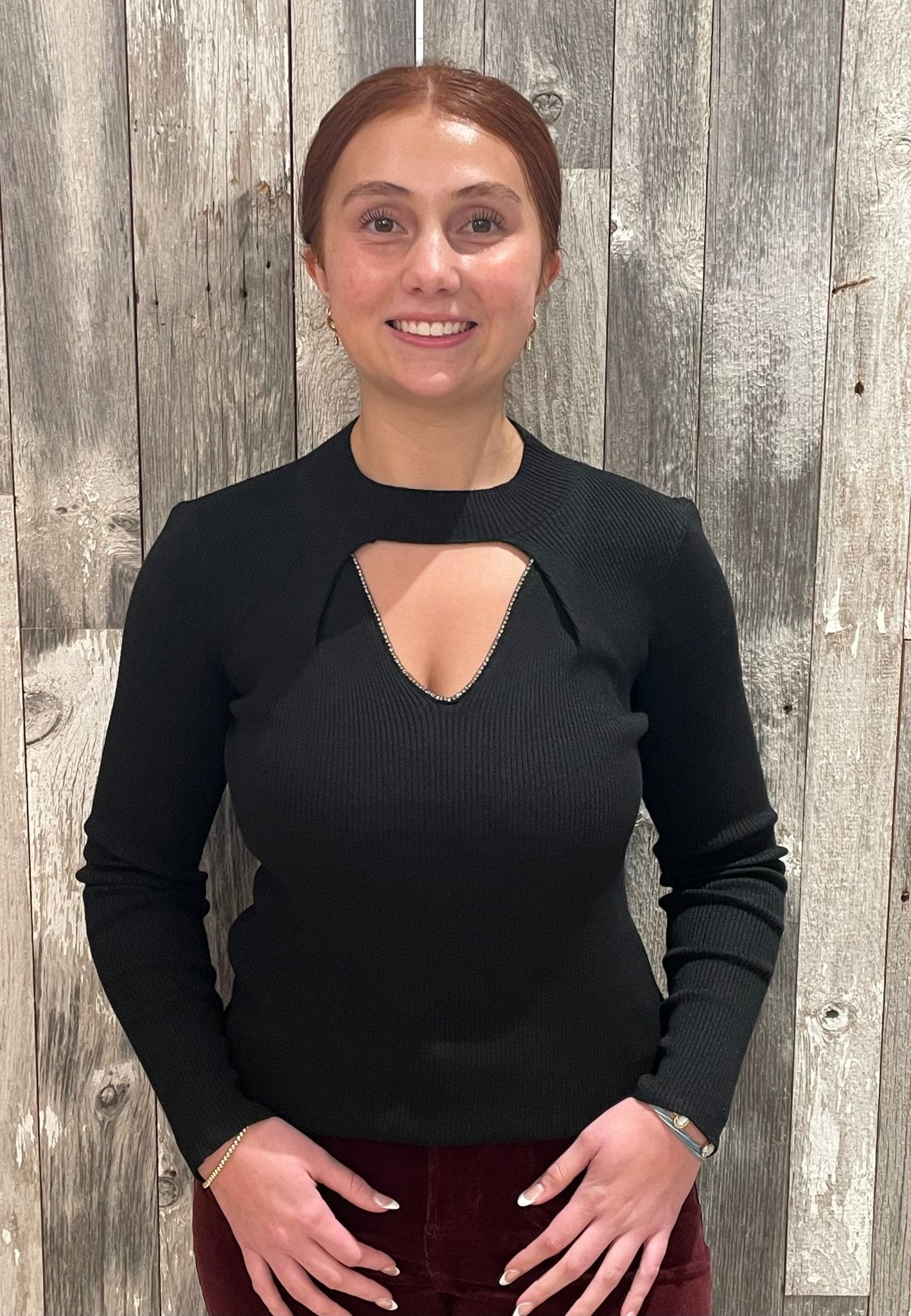 High Collar Cut - Out Sweater - Mainstream Boutique