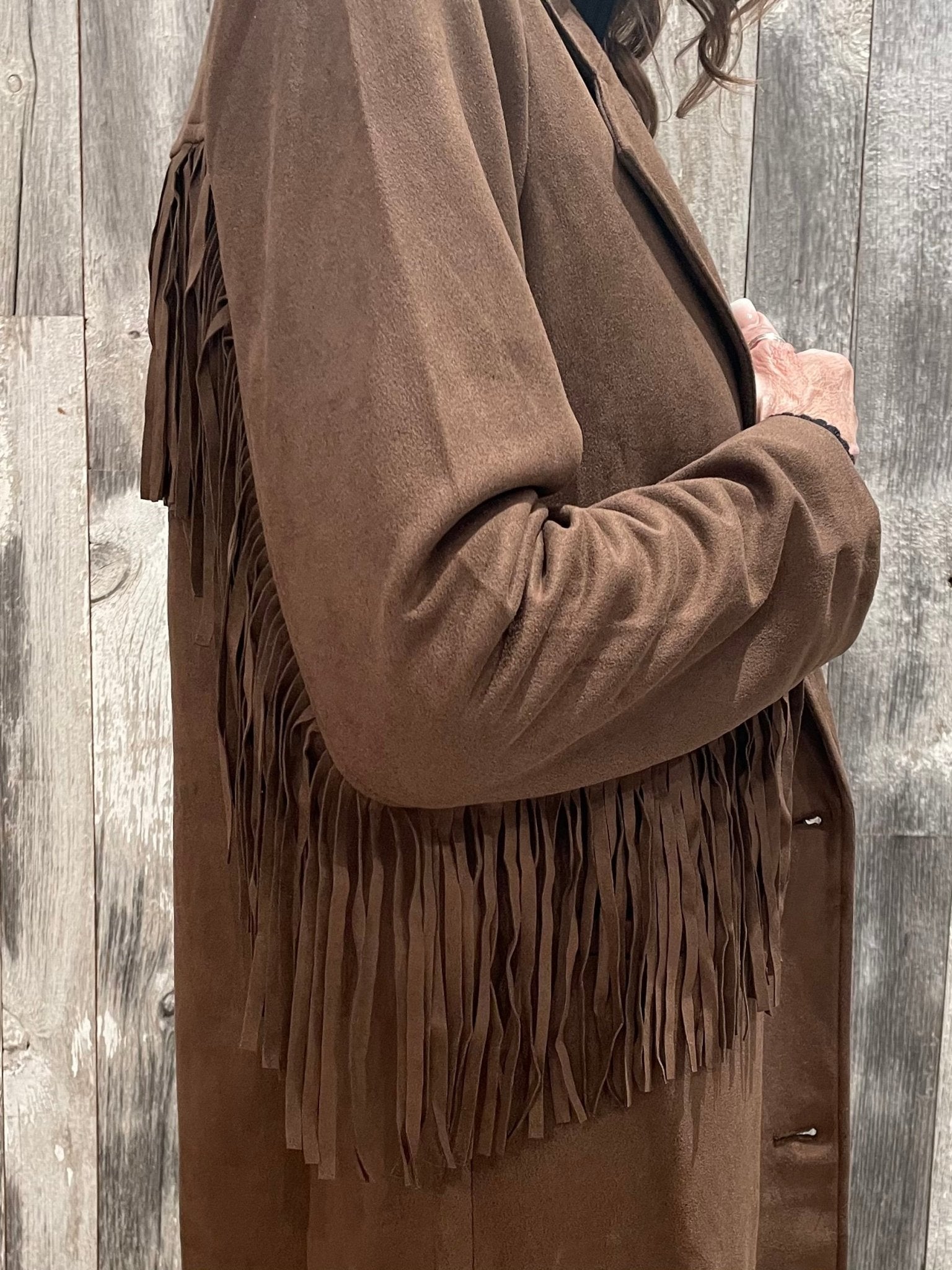 Fringe Trim Faux Suede Coat *Final Sale* - Mainstream Boutique