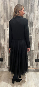 Longline Blazer Jacket With Mesh Tulle Panel - Mainstream Boutique