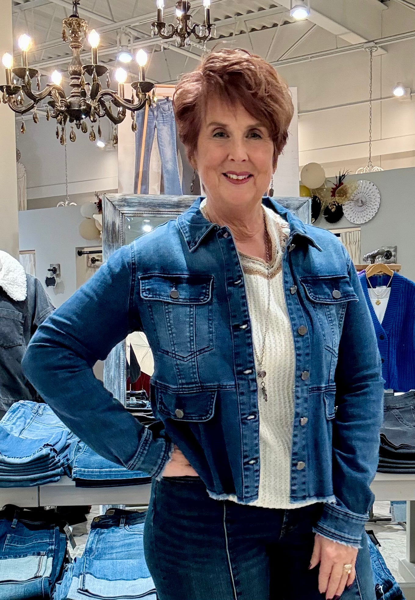 Washed Denim Peplum Jacket