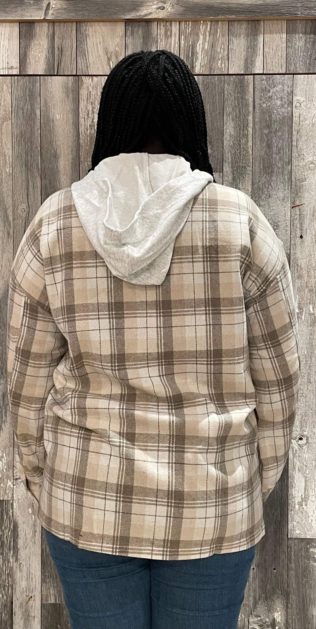 Plaid Shacket W/ Hoodie - Mainstream Boutique