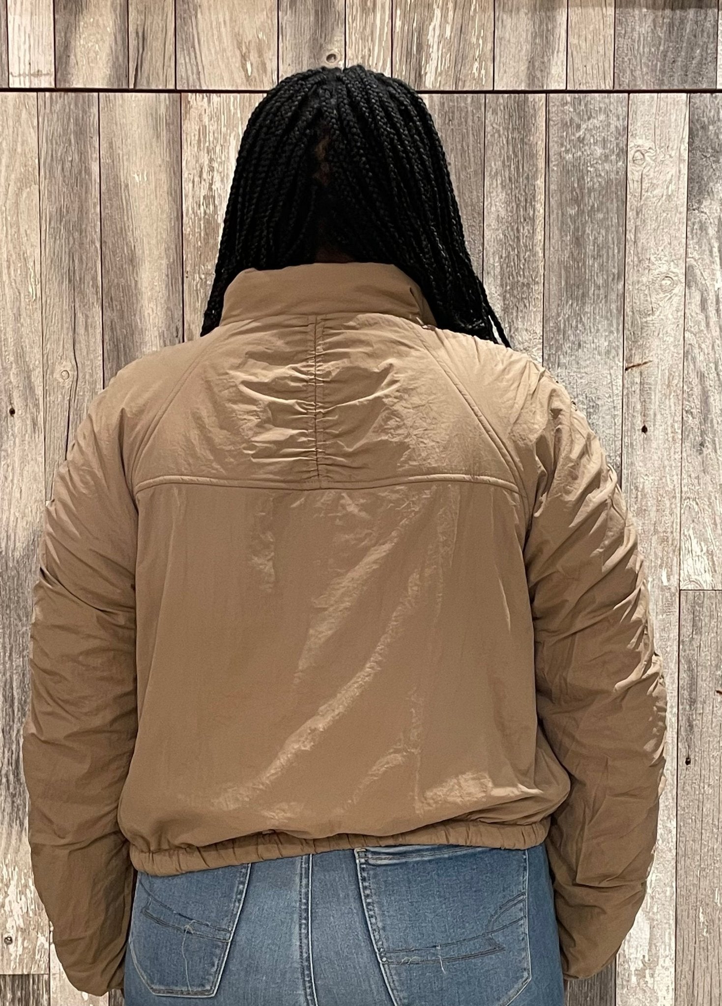 Cinched Sleeve Zip Up Jacket - Mainstream Boutique