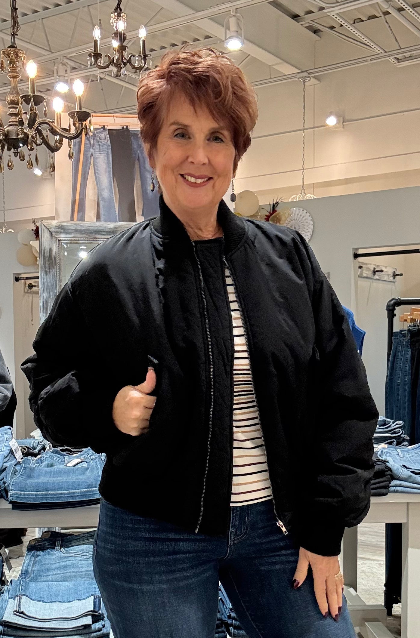 Long leave Boat Neck Stripe Knit Top