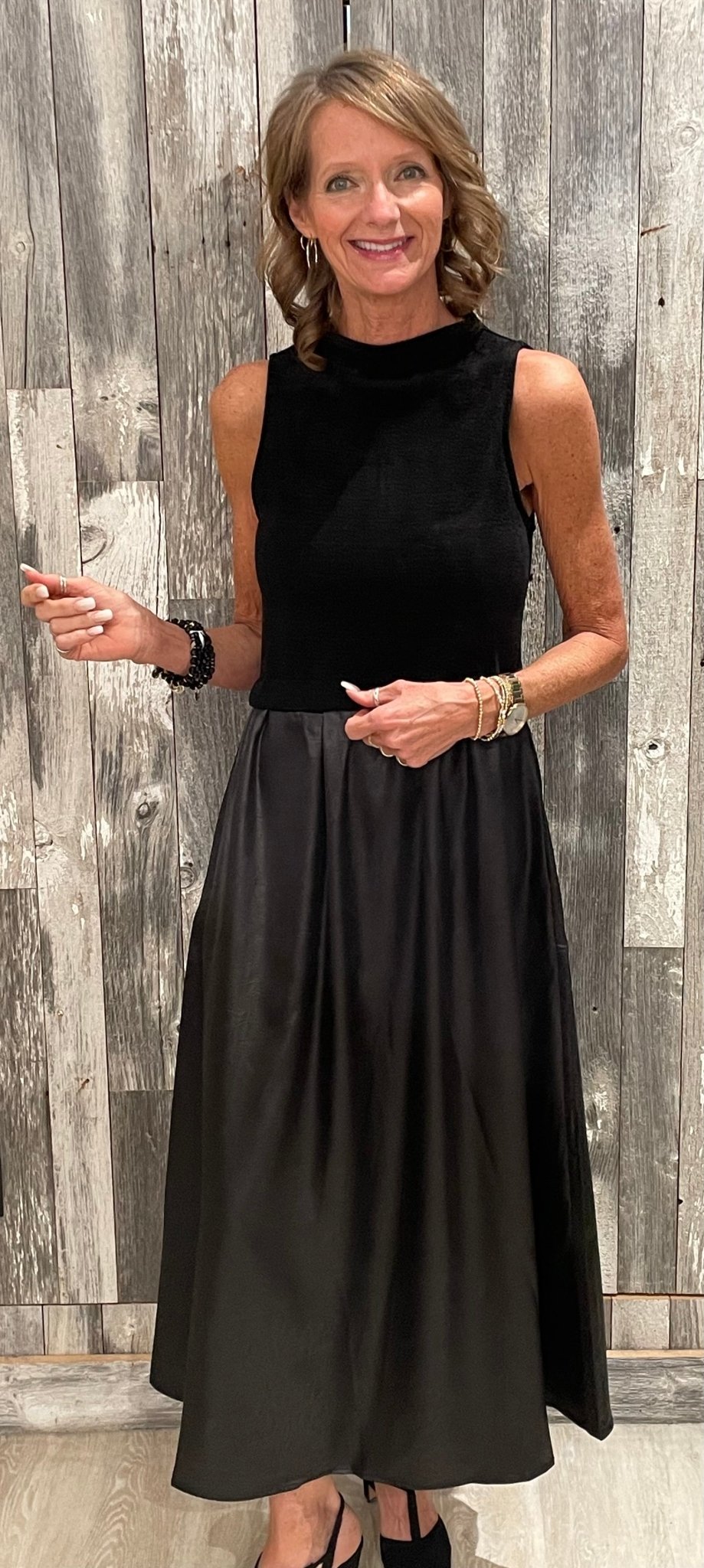 Mixed Media Sleeveless Dress - Mainstream Boutique