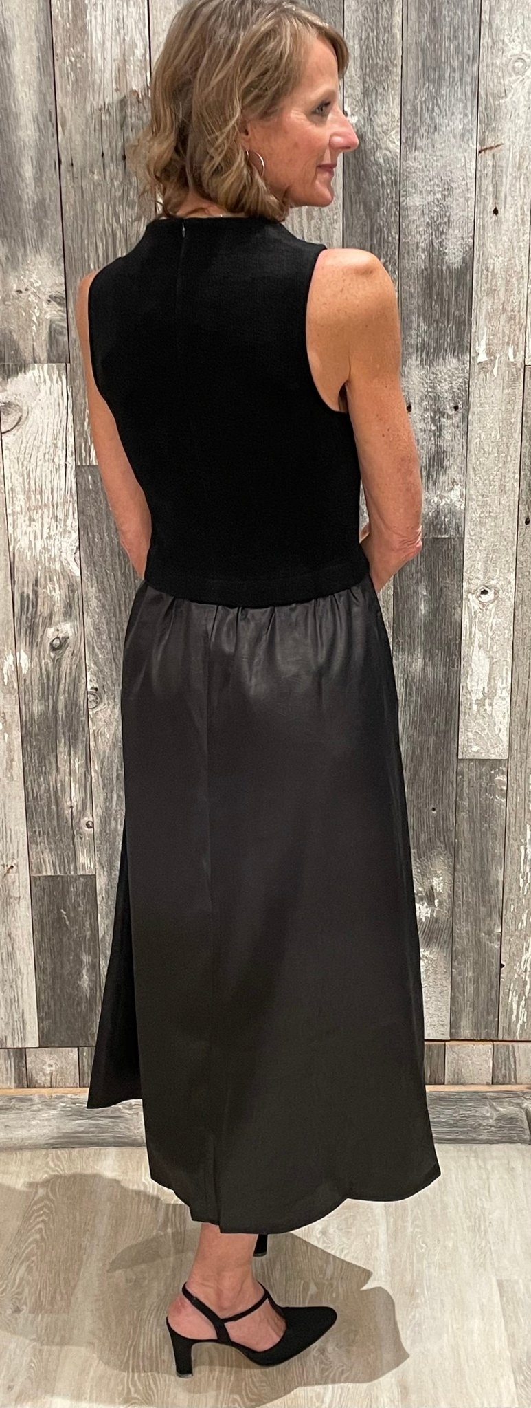 Mixed Media Sleeveless Dress - Mainstream Boutique