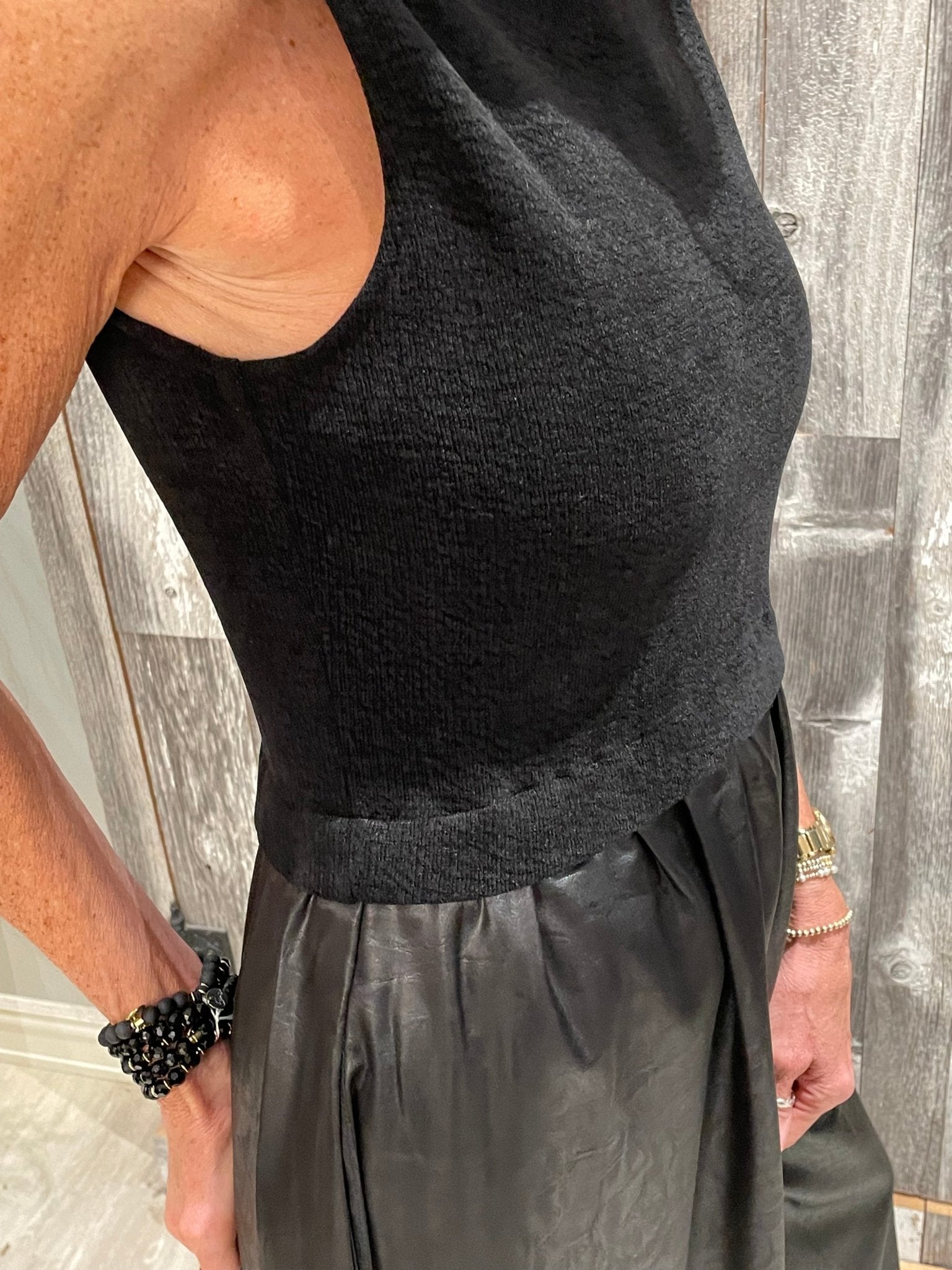 Mixed Media Sleeveless Dress - Mainstream Boutique