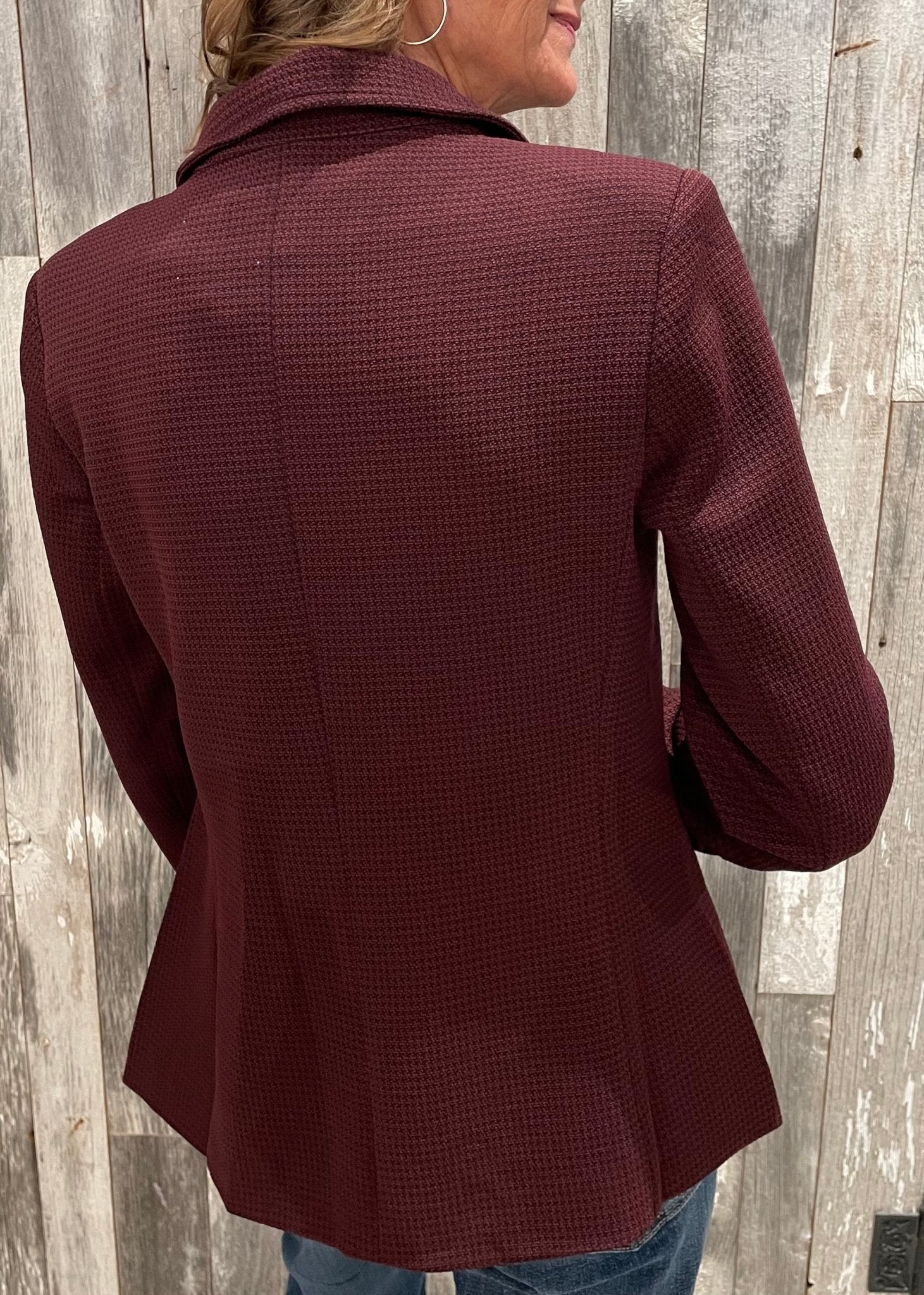 Notch Collar Single Button Knit Blazer - Mainstream Boutique