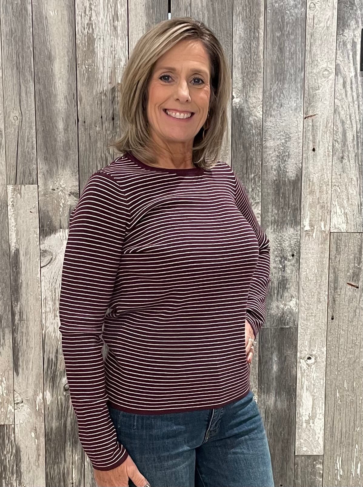 Pinstripe Lightweight Pullover - Mainstream Boutique