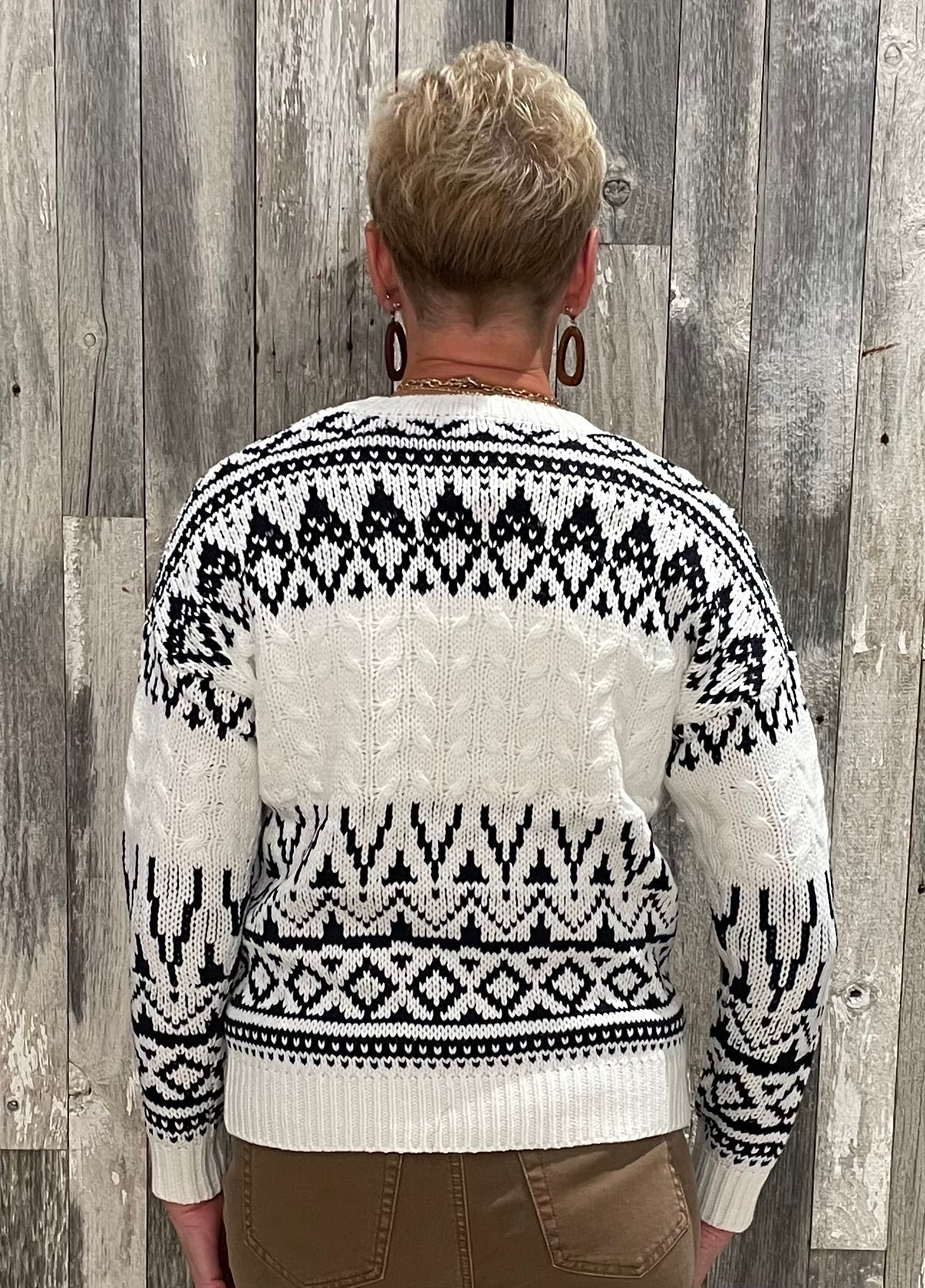 Fairisle Crew Neck Cable Sweater - Mainstream Boutique
