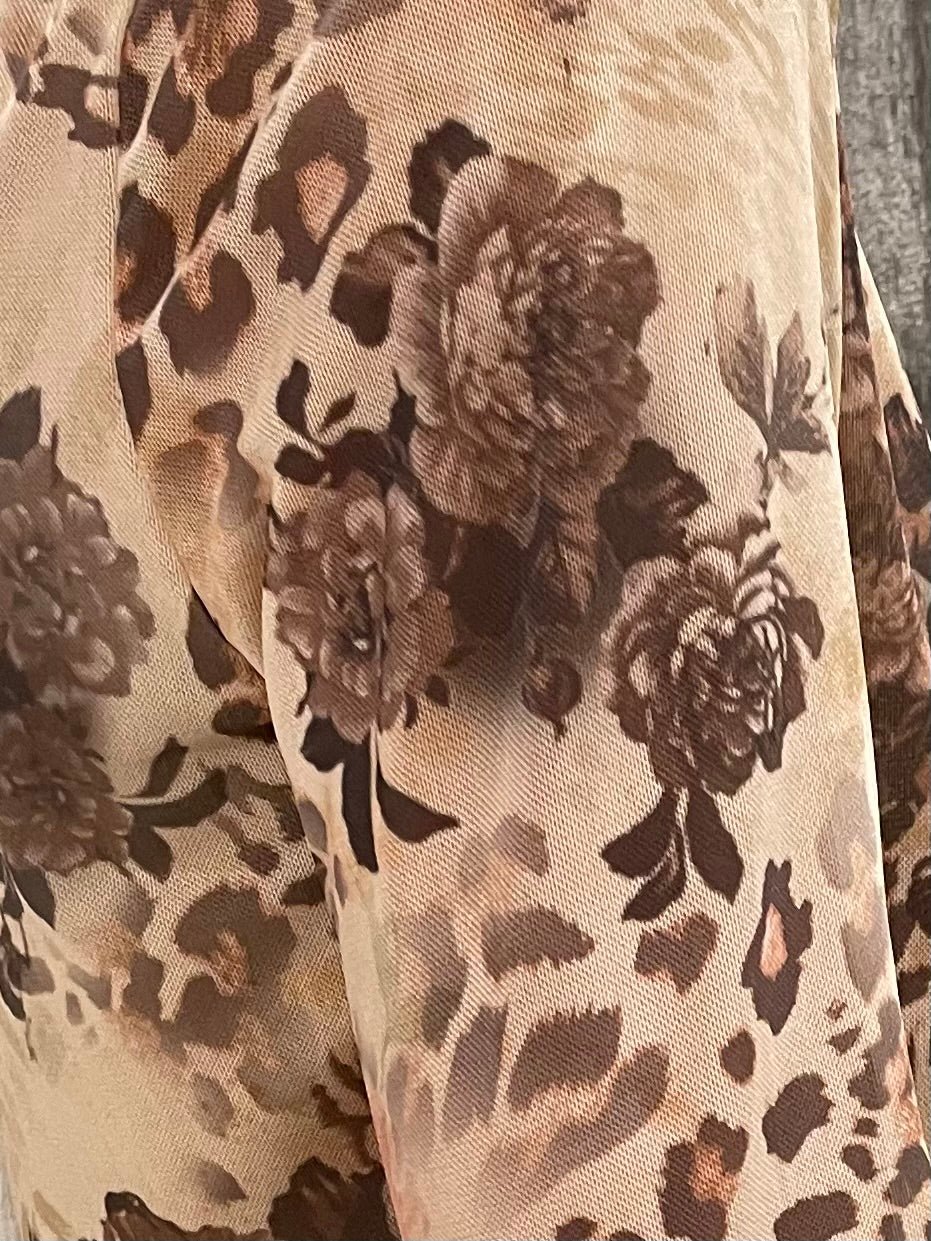 Floral Semi Sheer Top W/ Frilled Merrow Hem - Mainstream Boutique