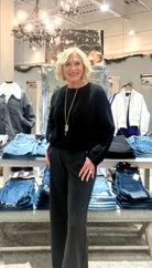 Long Sleeve Crew Neck Sweater with Fringe Detail