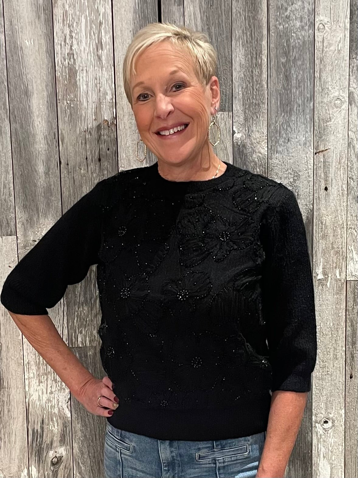Floral Layered Detail Sweater - Mainstream Boutique