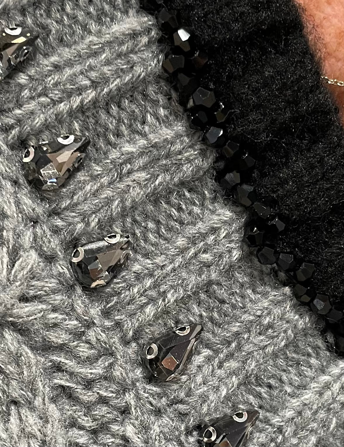 Cable Knit Embellish Detail Sweater - Mainstream Boutique