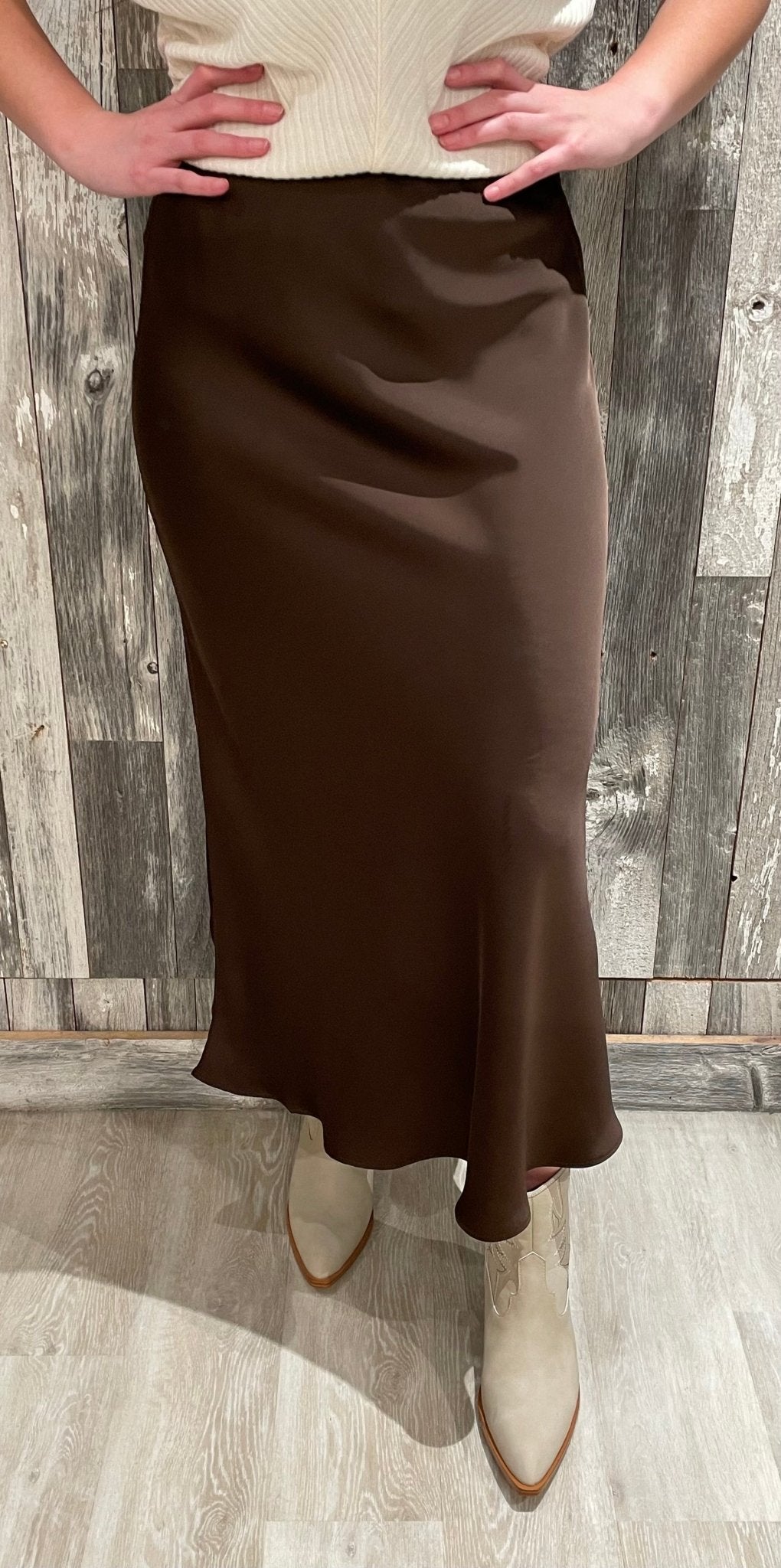 Solid Long Satin Skirt - Mainstream Boutique