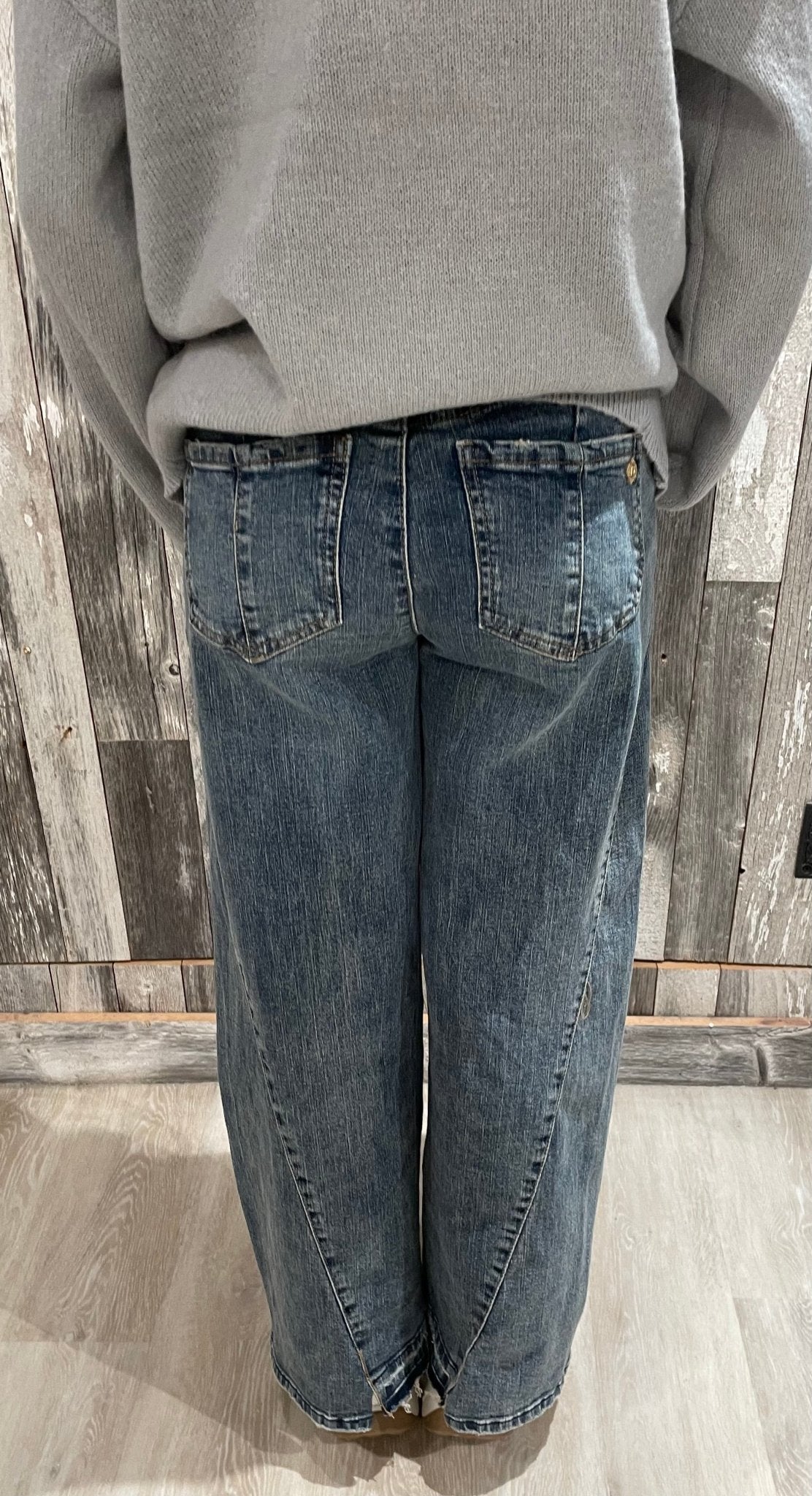 Skyrise Wide Leg W/ Uneven Release Step Hem - Mainstream Boutique