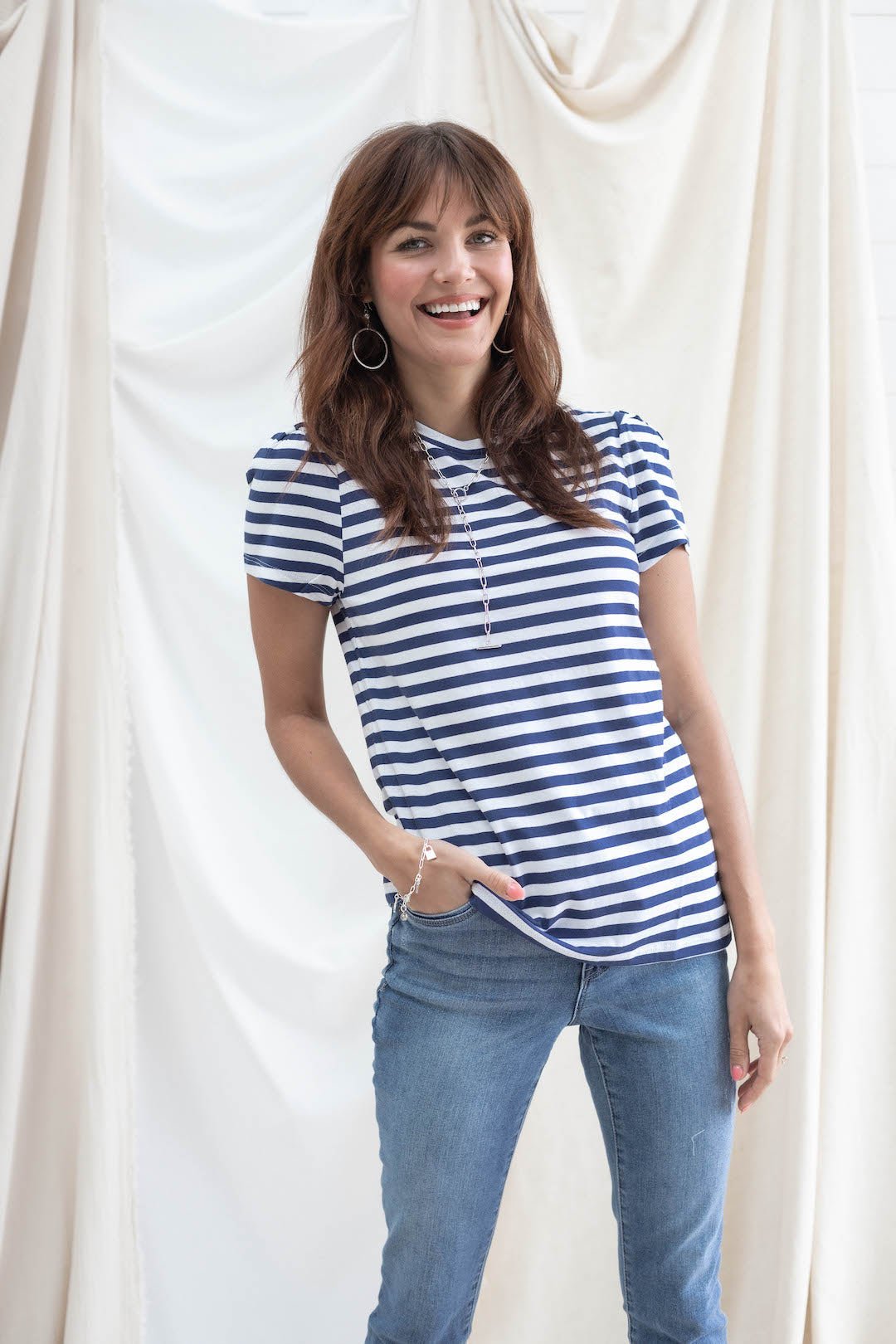 Short Sleeve Striped Tee - 2 Colors - Mainstream Boutique
