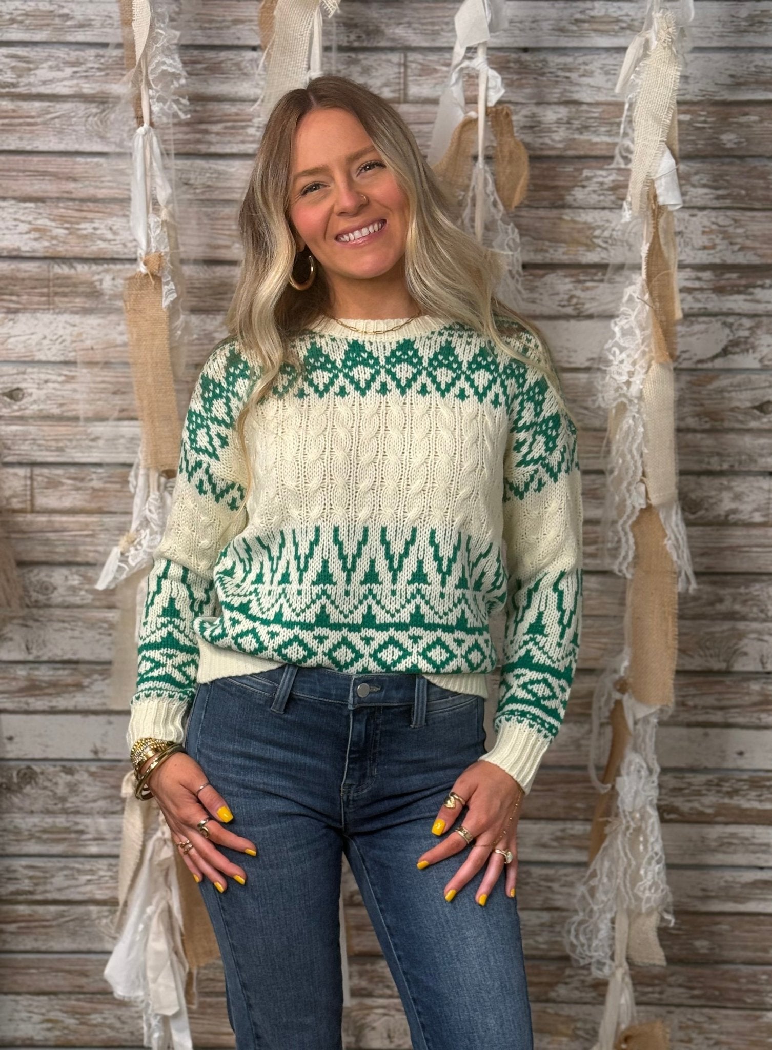 Snowcrest Fair Isle Cable Sweater - Mainstream Boutique