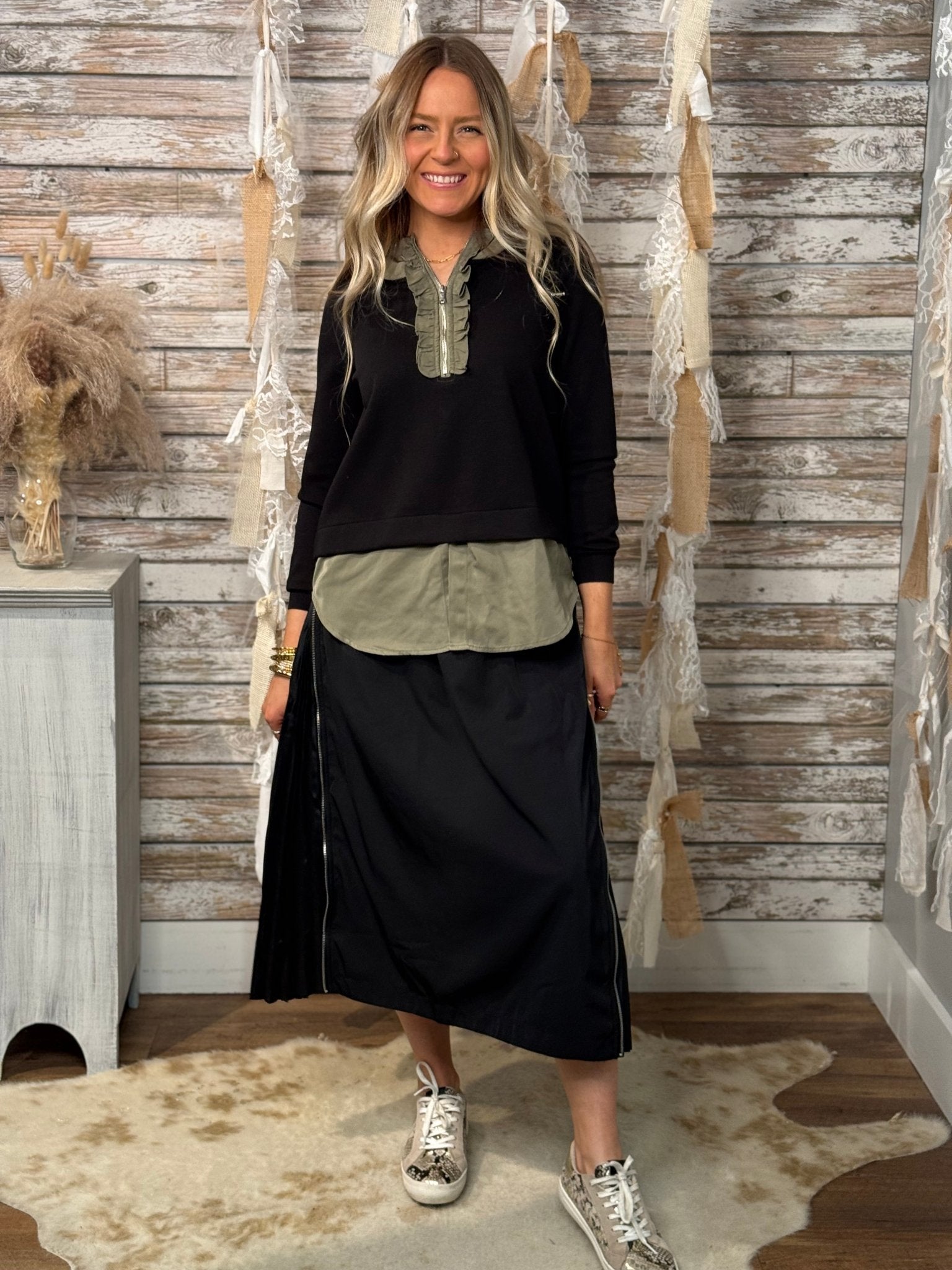 Edge & Elegance Pleated Zip Skirt - Mainstream Boutique