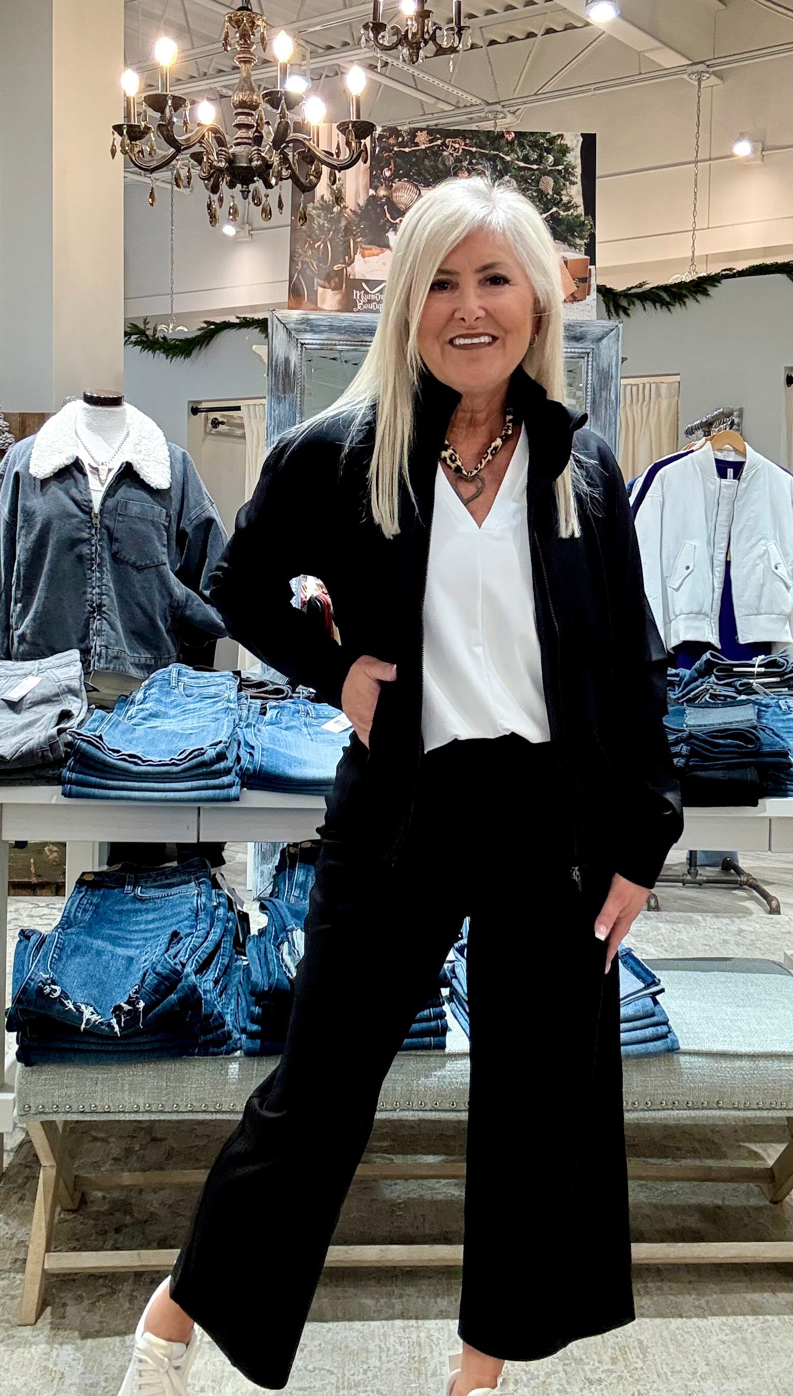 Full Zip Seamed Jacket- black