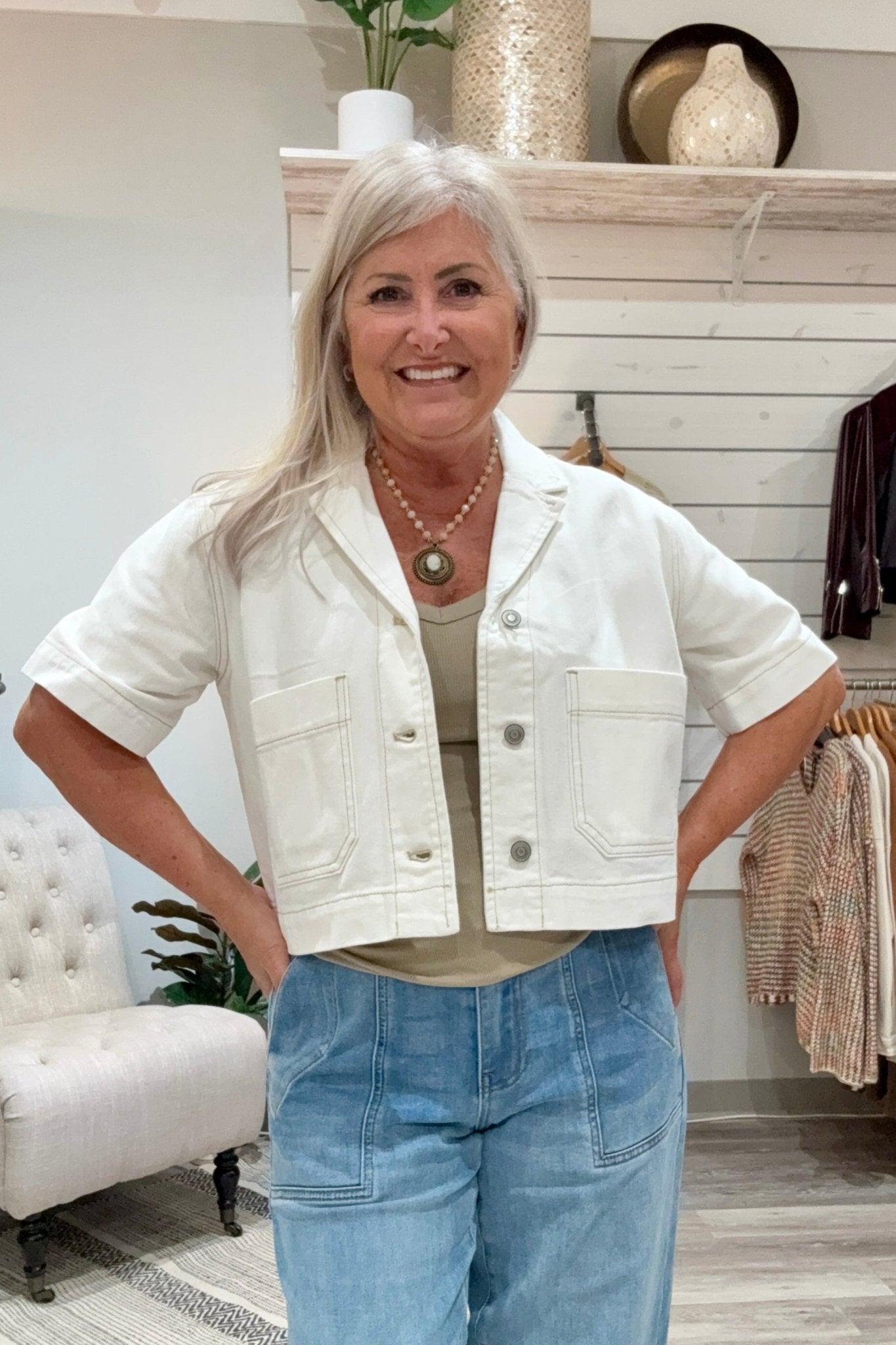 Short Sleeve Button Jacket
