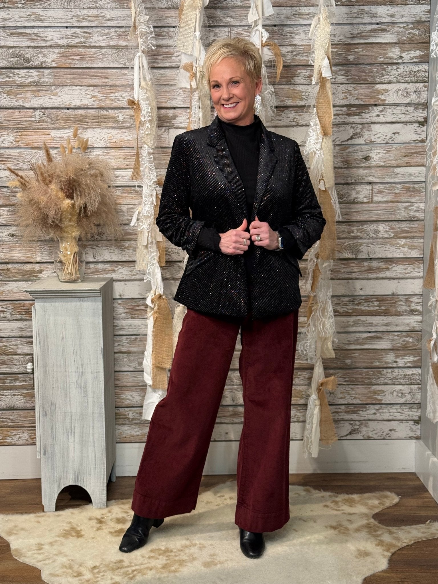 Women’s Embellished Velvet Blazer – Multi - Color Sparkle Evening Jacket - Mainstream Boutique